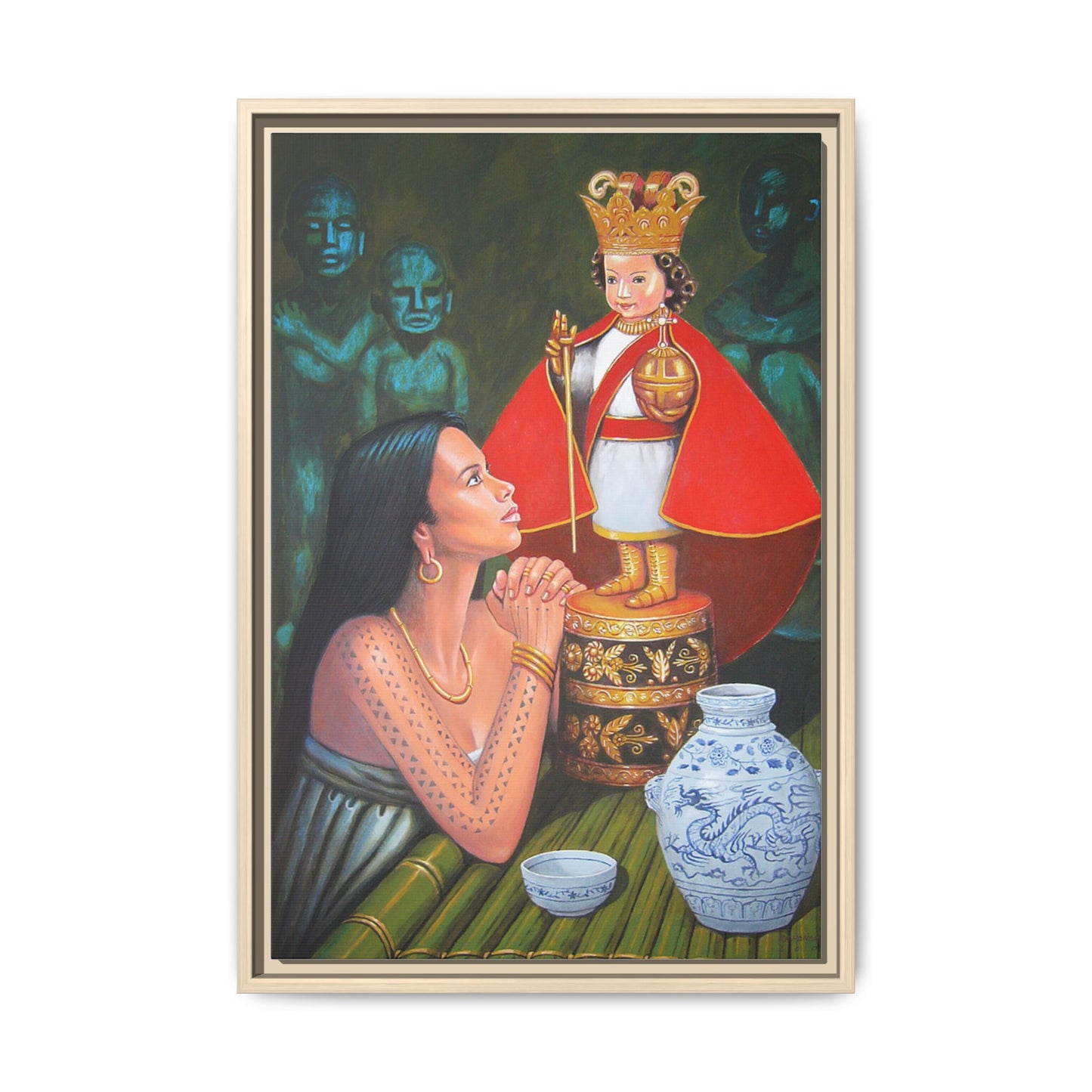 Sto. Niño and Queen Juana -  Framed Canvas Print
