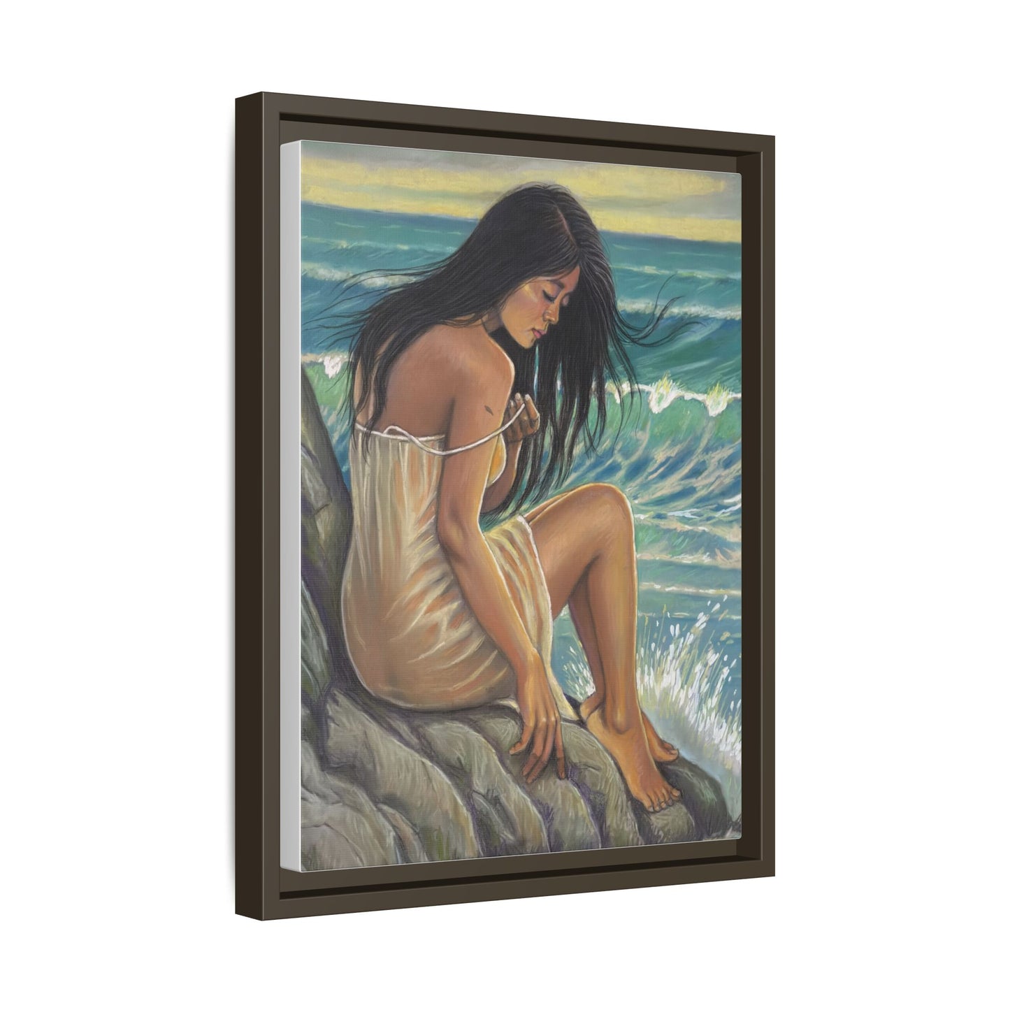 Girl on the Shore (2020)- Framed Canvas Print