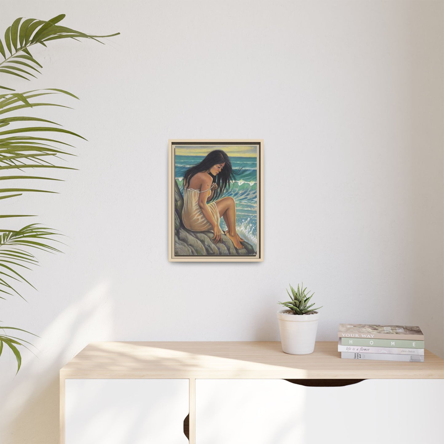 Girl on the Shore (2020)- Framed Canvas Print