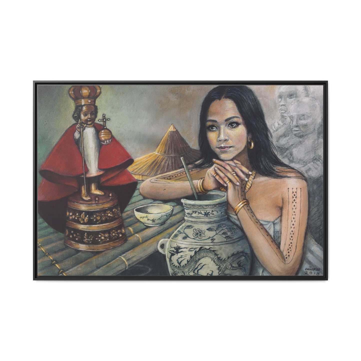 Sto. Niño and a Sugbuana - Framed Canvas Print