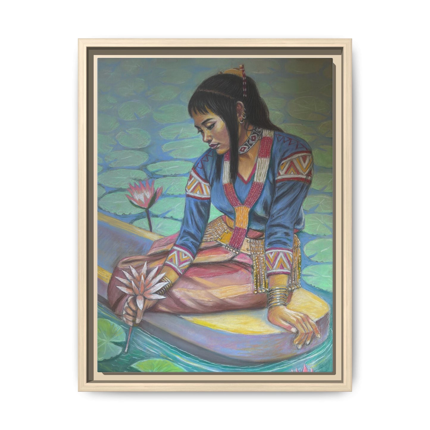 A T'boli Maiden in a Boat (2018)- Framed Canvas Print