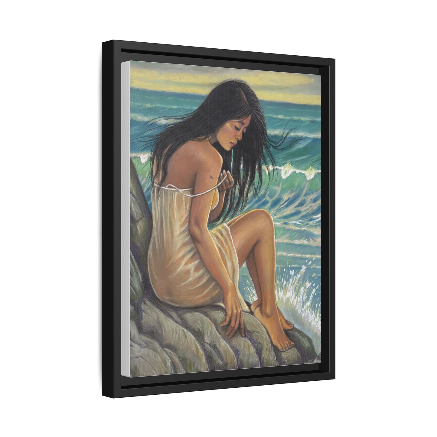 Girl on the Shore (2020)- Framed Canvas Print