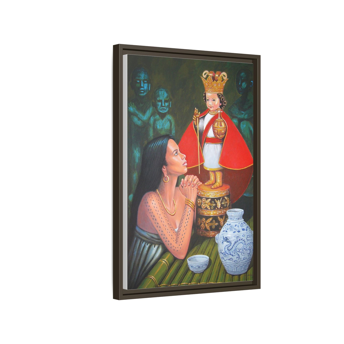 Sto. Niño and Queen Juana -  Framed Canvas Print