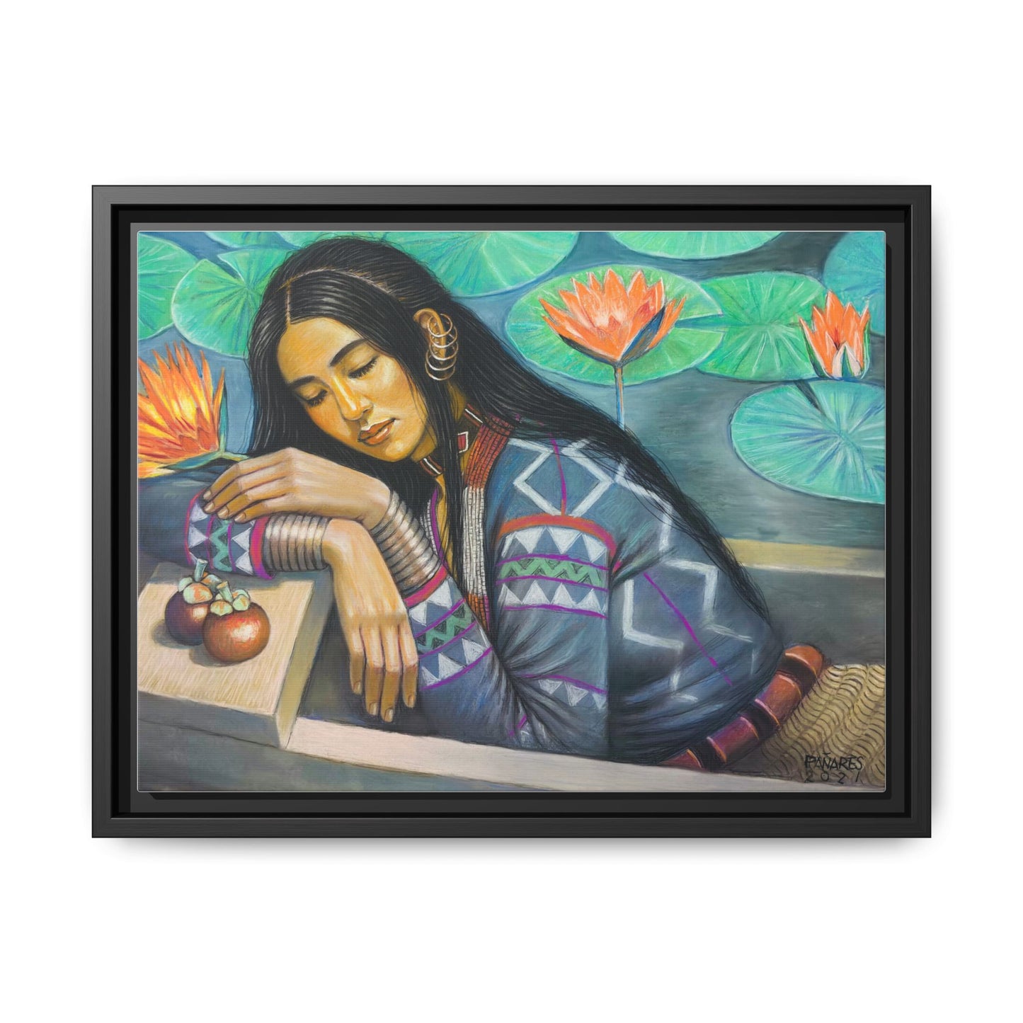 T'boli Girl by the Lake (2021)- Framed Canvas Print