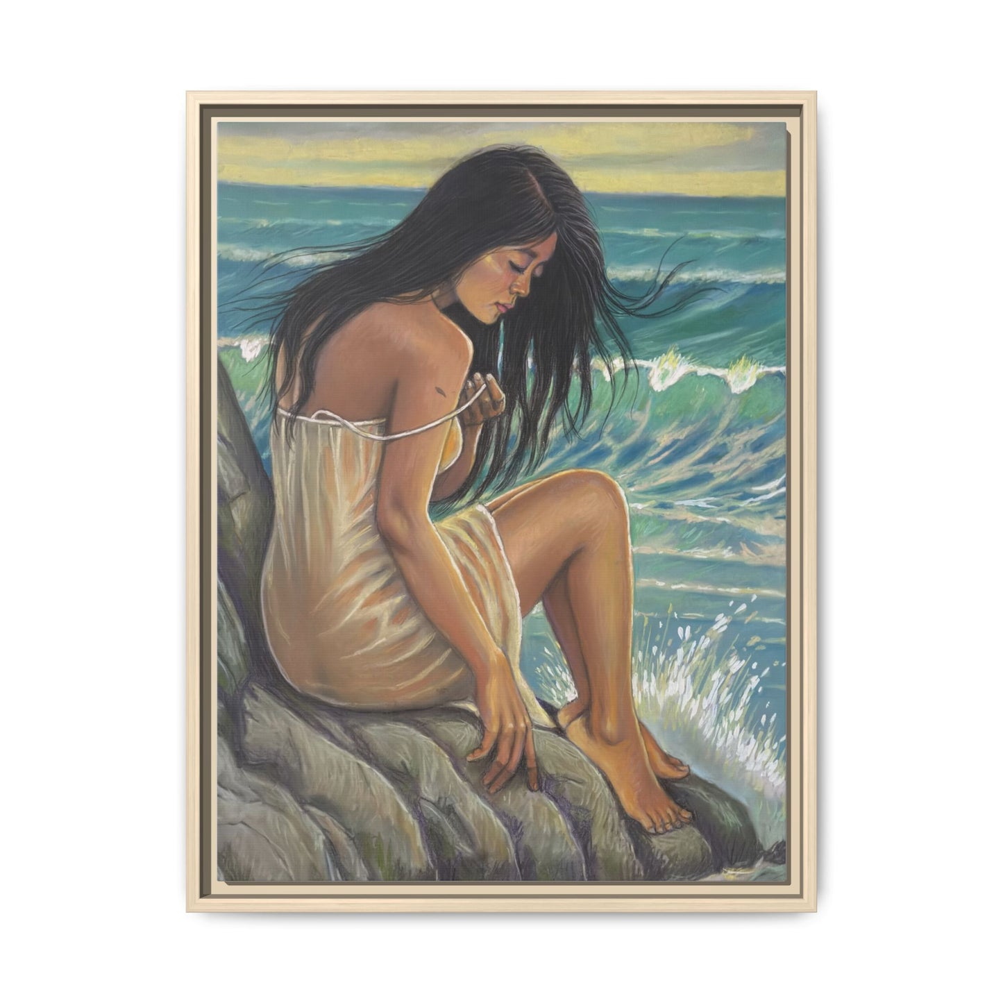 Girl on the Shore (2020)- Framed Canvas Print