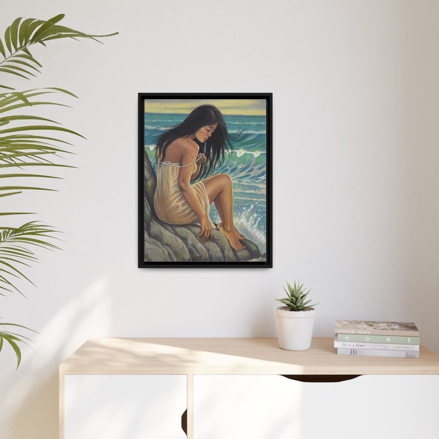 Girl on the Shore (2020)- Framed Canvas Print