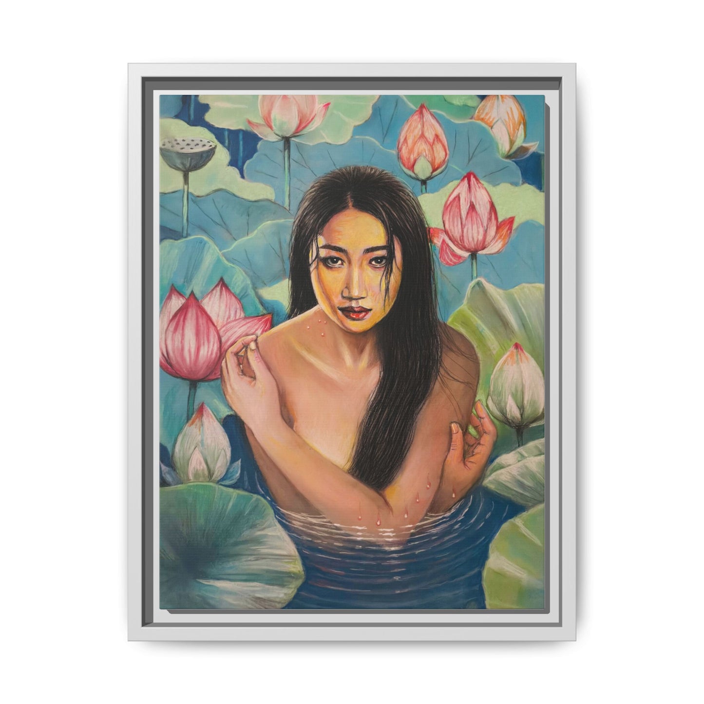 Lotus in Bloom (2024) - Framed Canvas Print