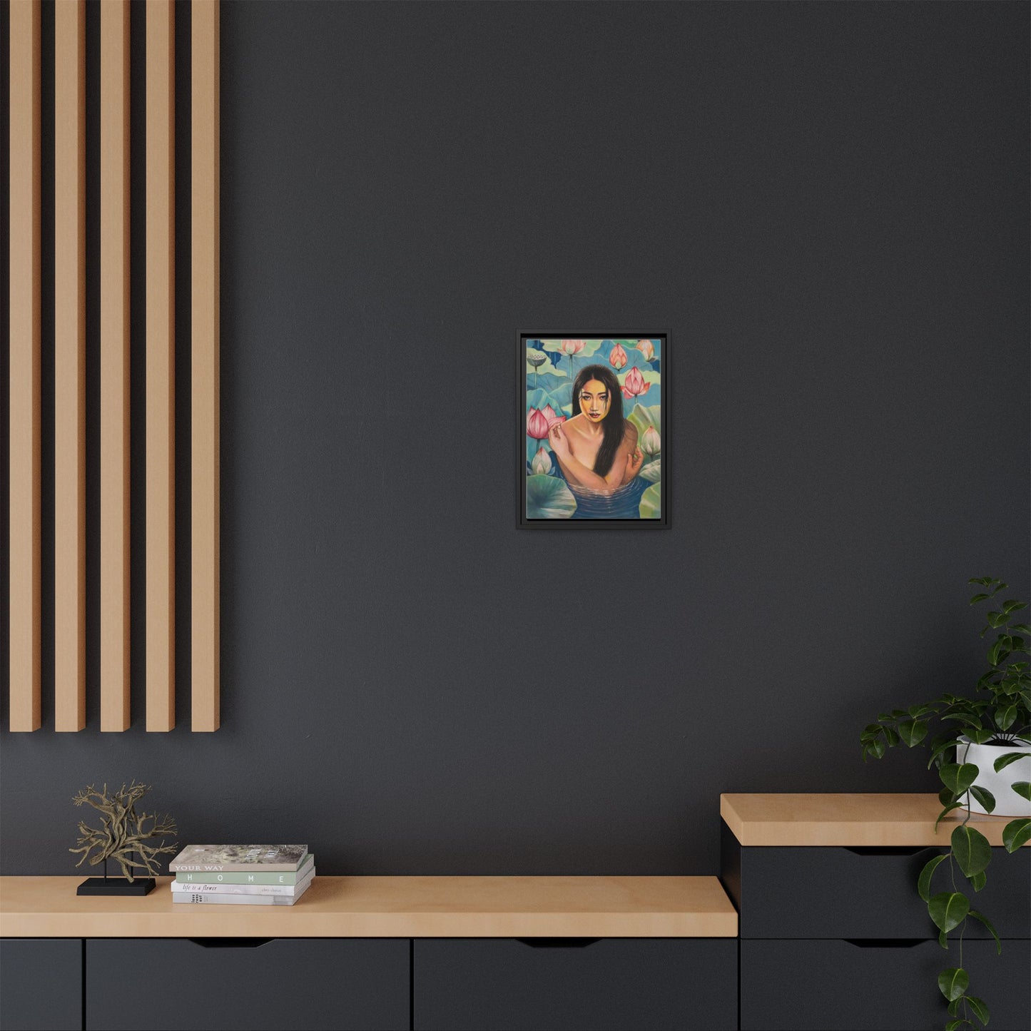 Lotus in Bloom (2024) - Framed Canvas Print