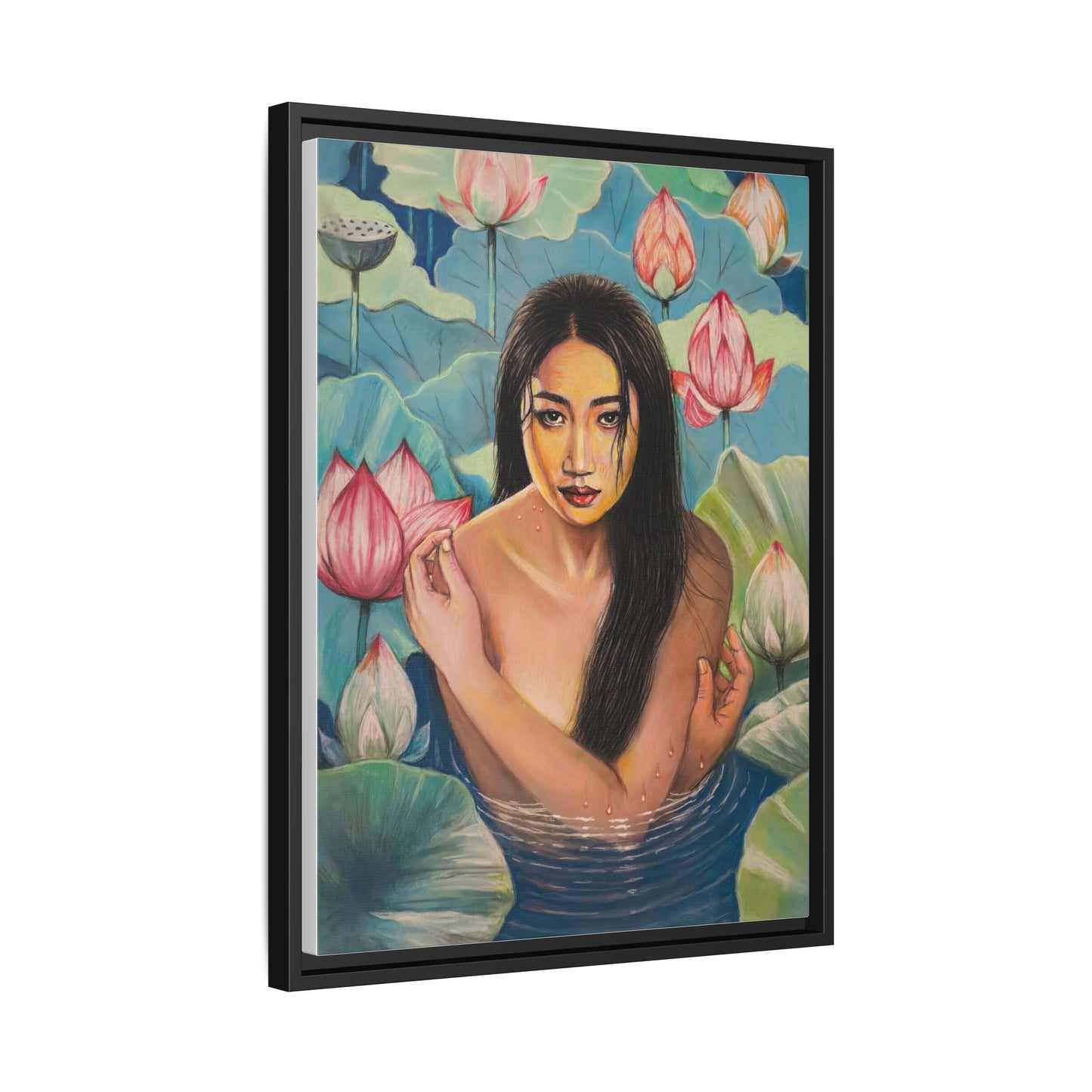 Lotus in Bloom (2024) - Framed Canvas Print