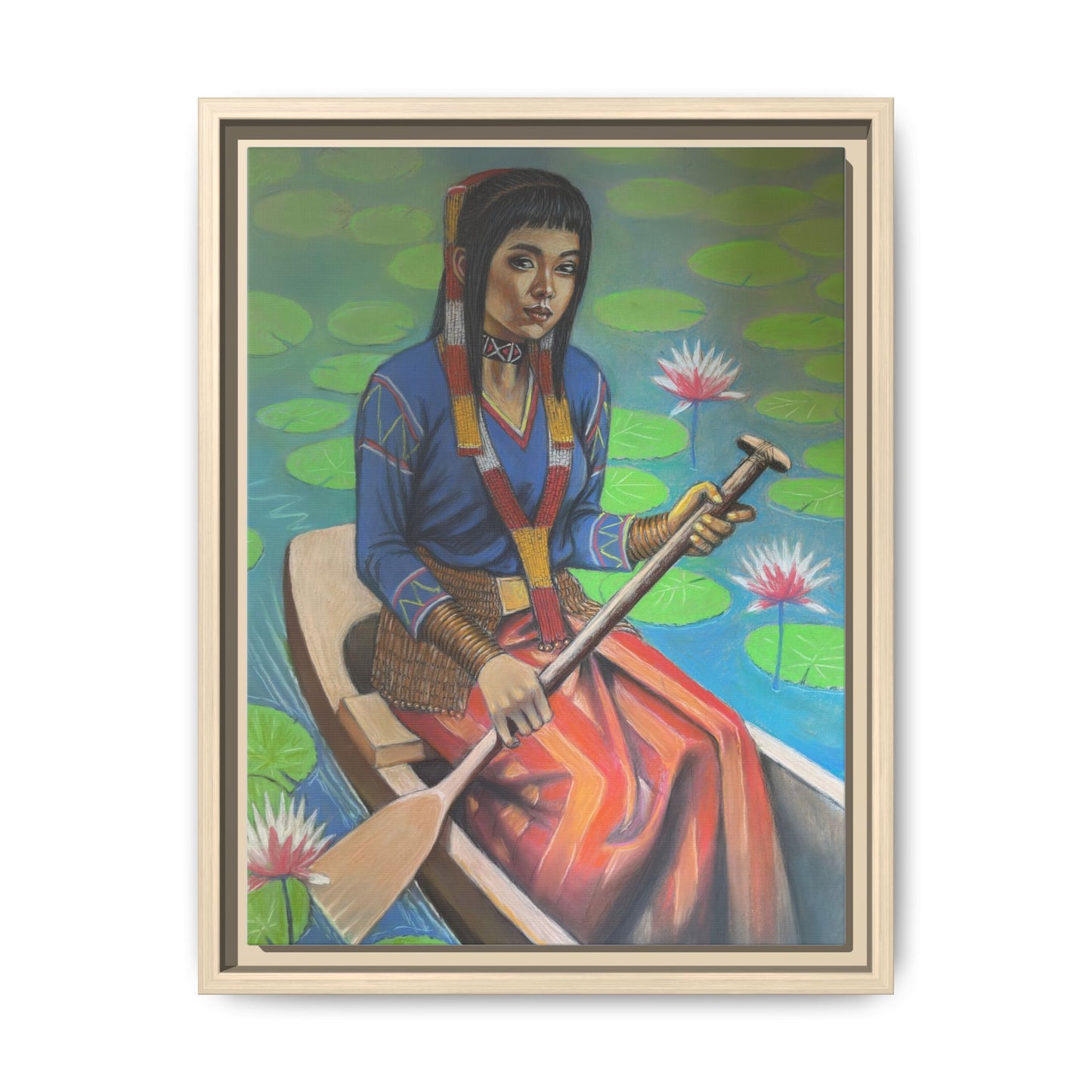 A T'boli Maiden in a Boat (2018)- Framed Canvas Print