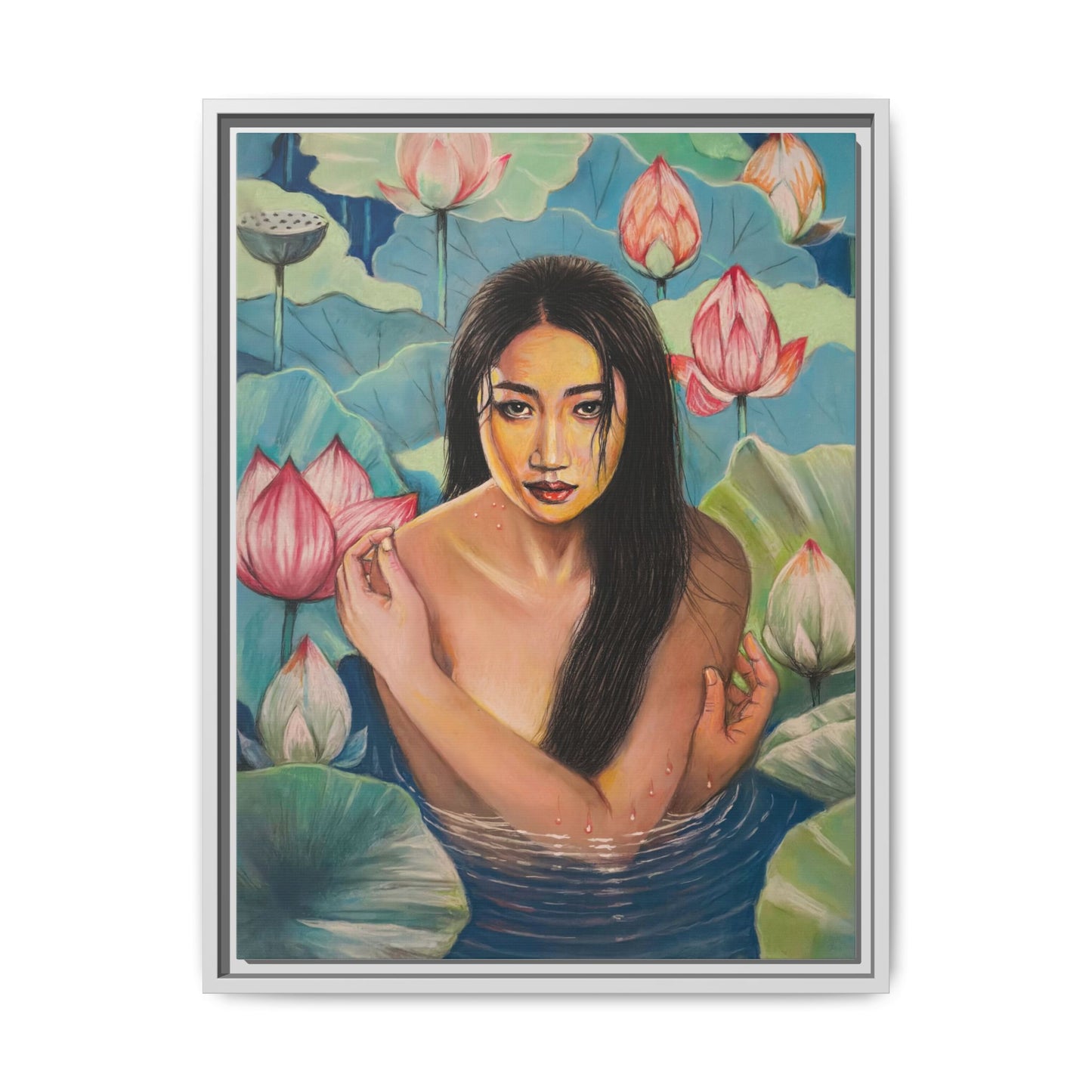 Lotus in Bloom (2024) - Framed Canvas Print