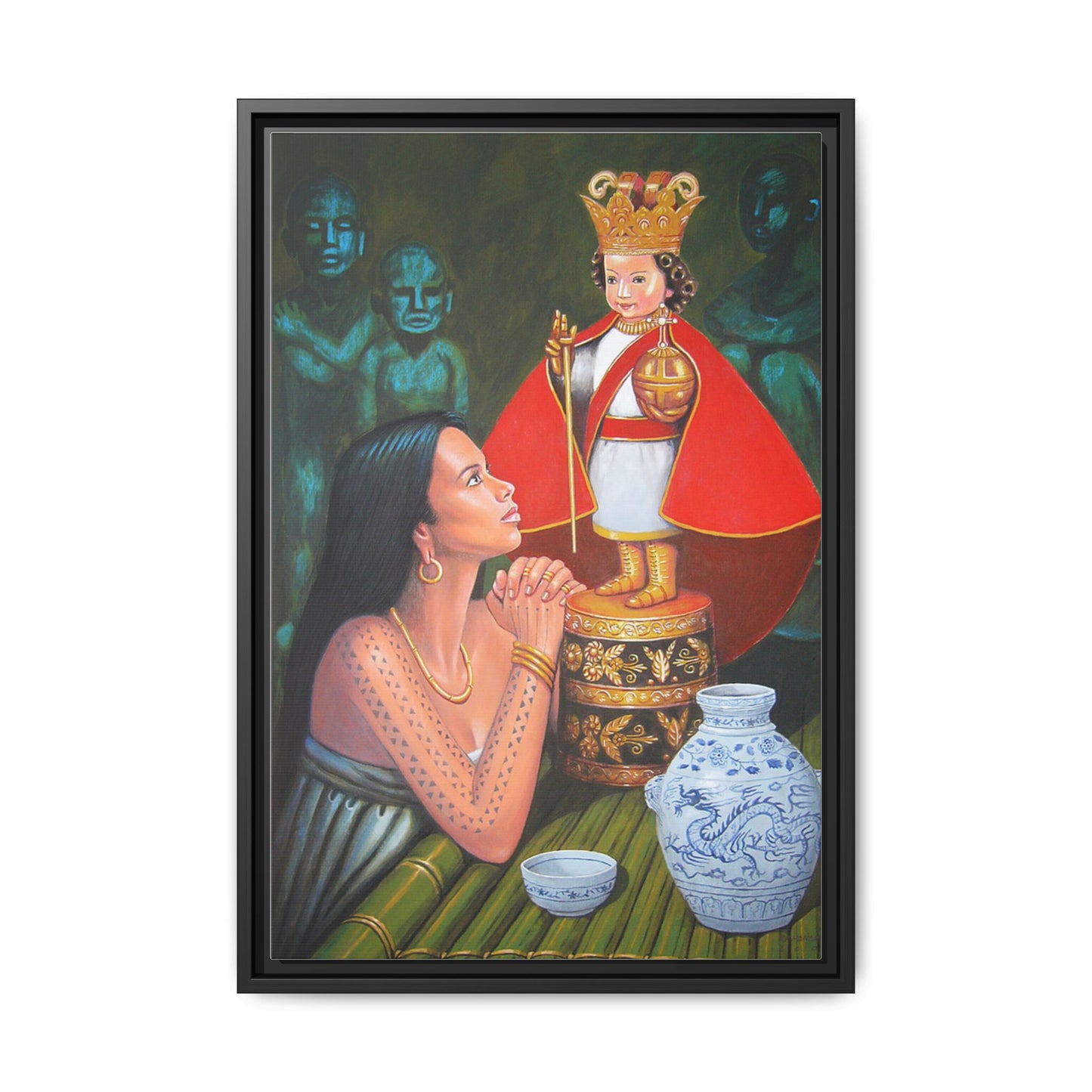 Sto. Niño and Queen Juana -  Framed Canvas Print