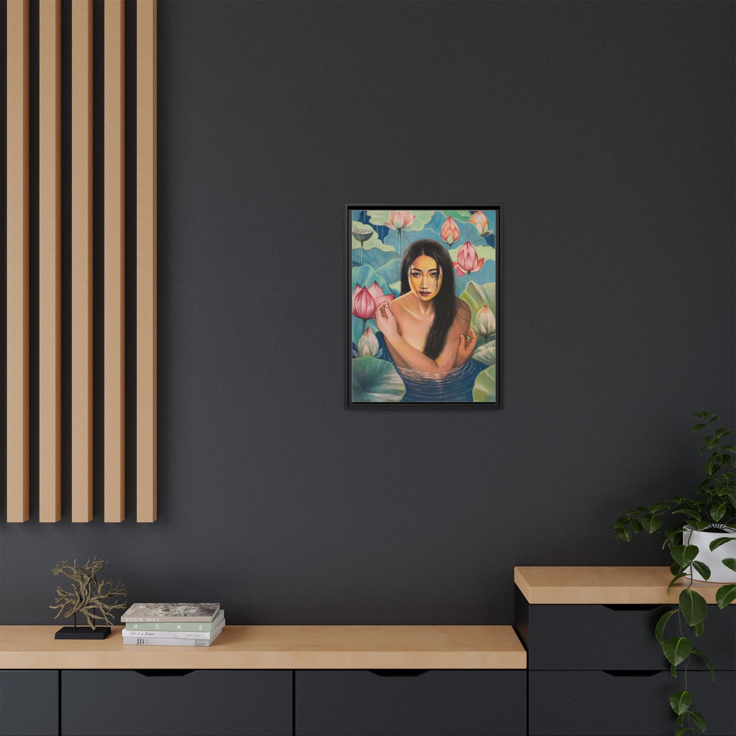 Lotus in Bloom (2024) - Framed Canvas Print