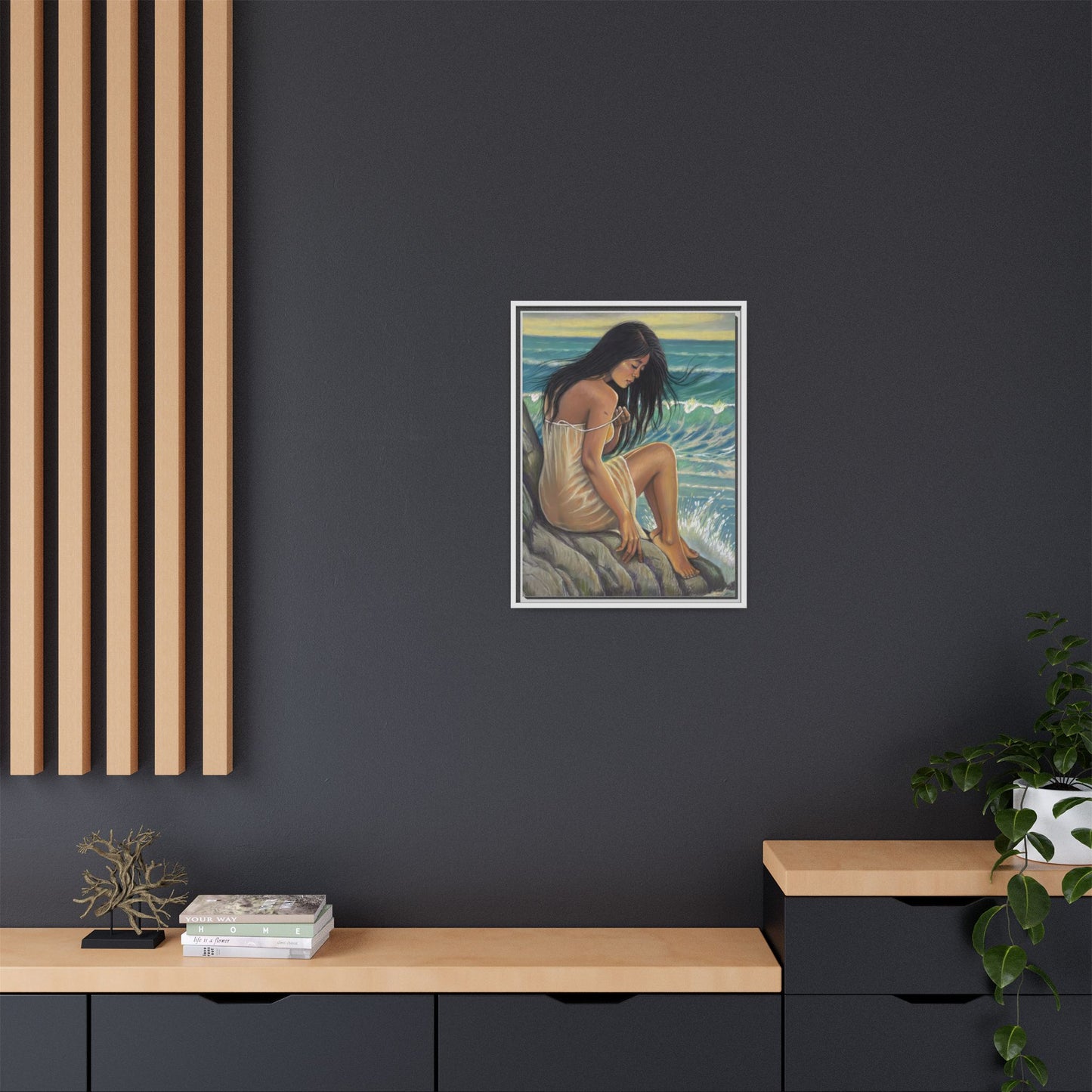 Girl on the Shore (2020)- Framed Canvas Print
