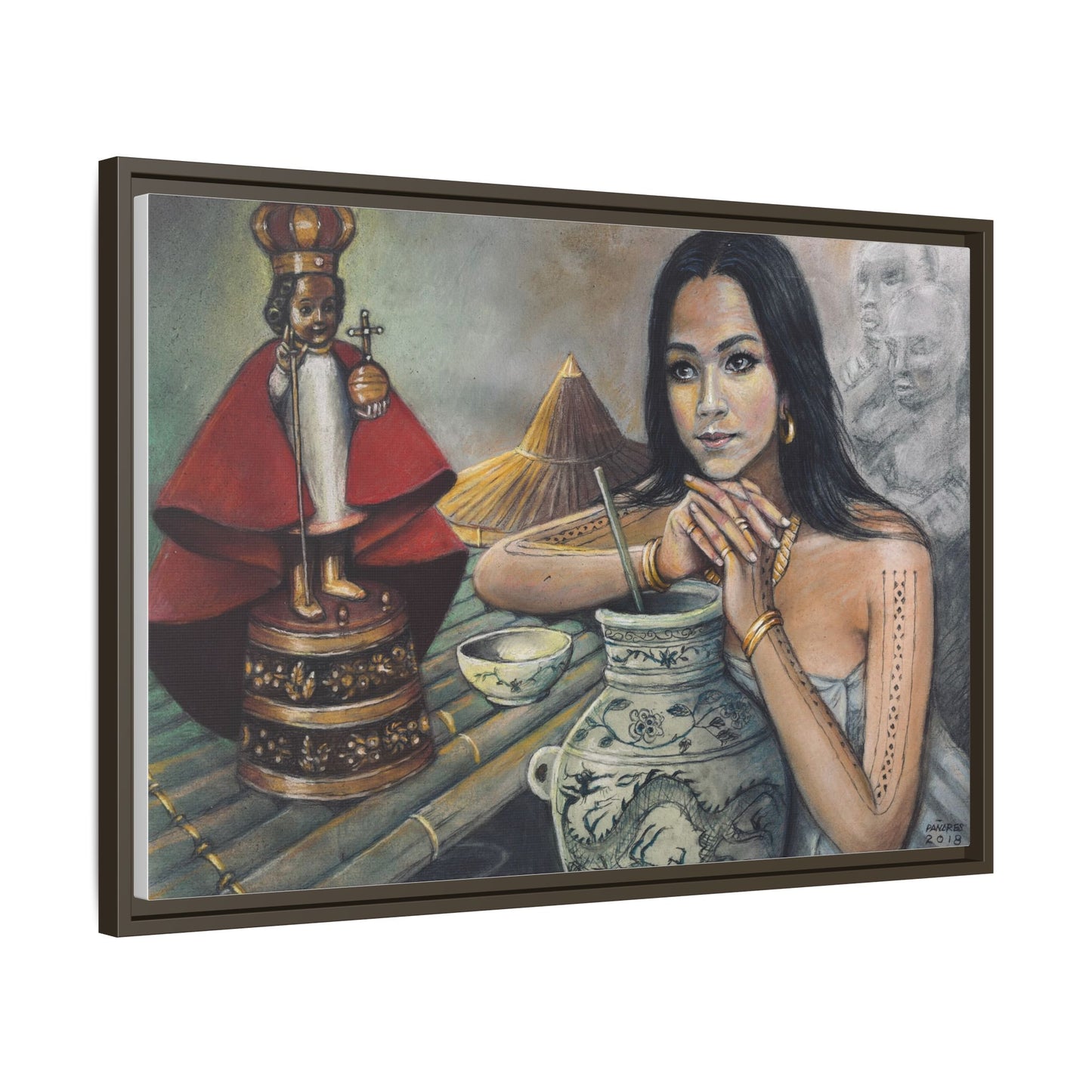 Sto. Niño and a Sugbuana - Framed Canvas Print