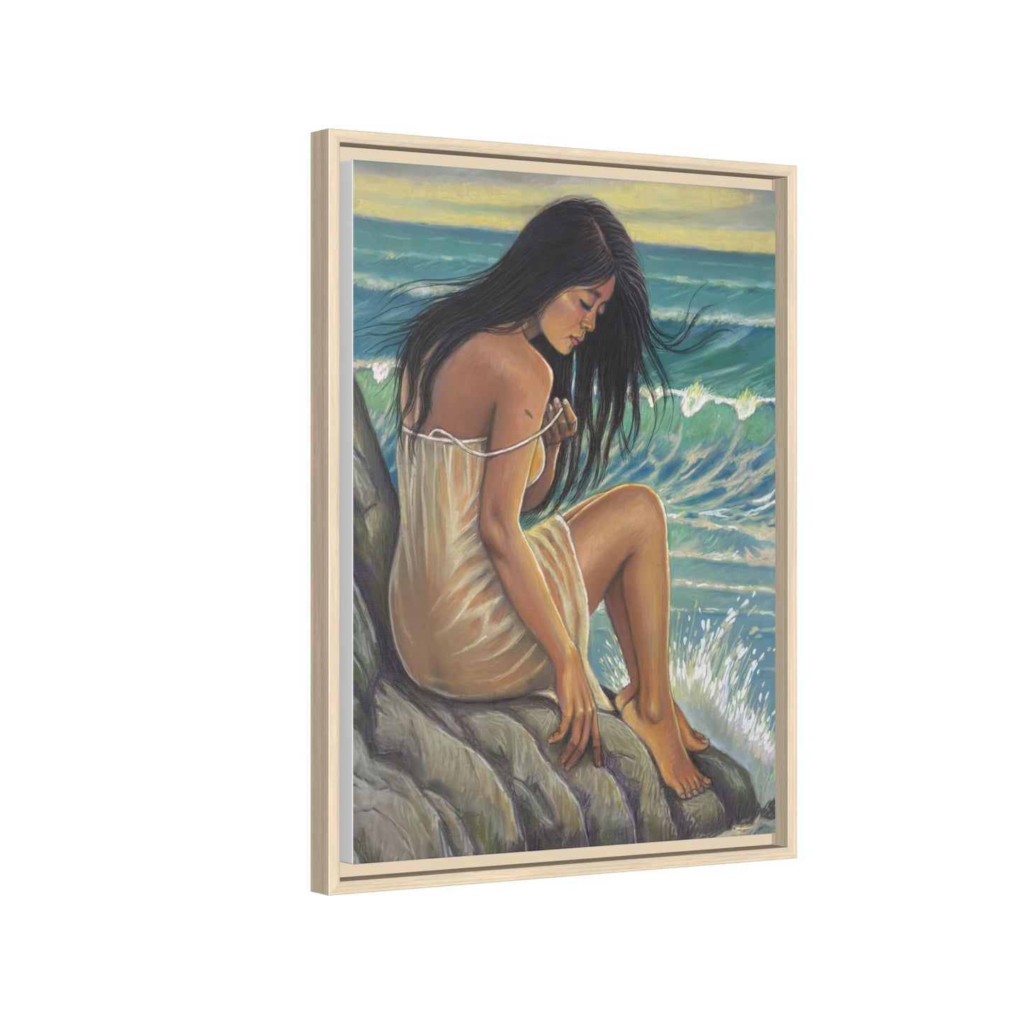 Girl on the Shore (2020)- Framed Canvas Print