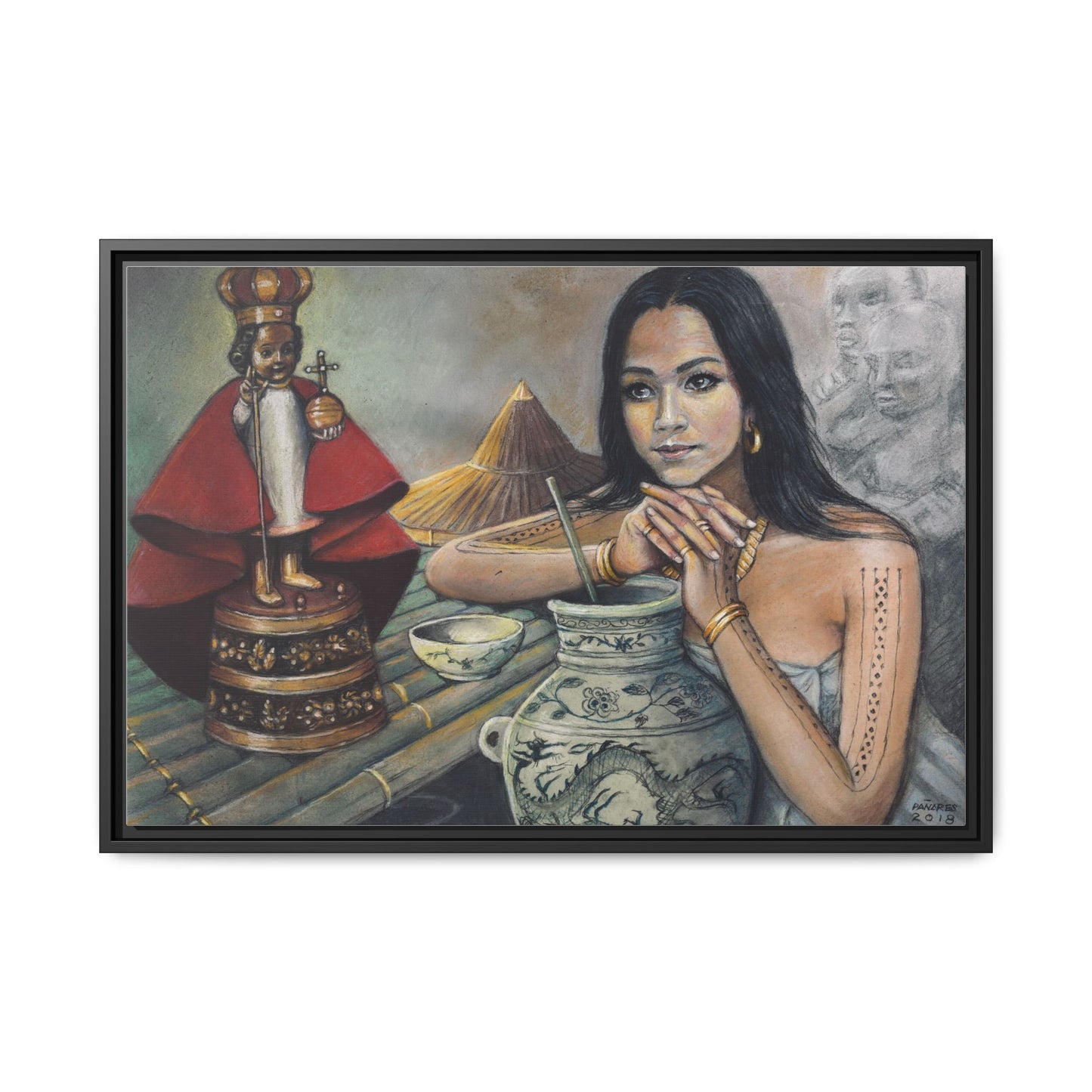 Sto. Niño and a Sugbuana - Framed Canvas Print