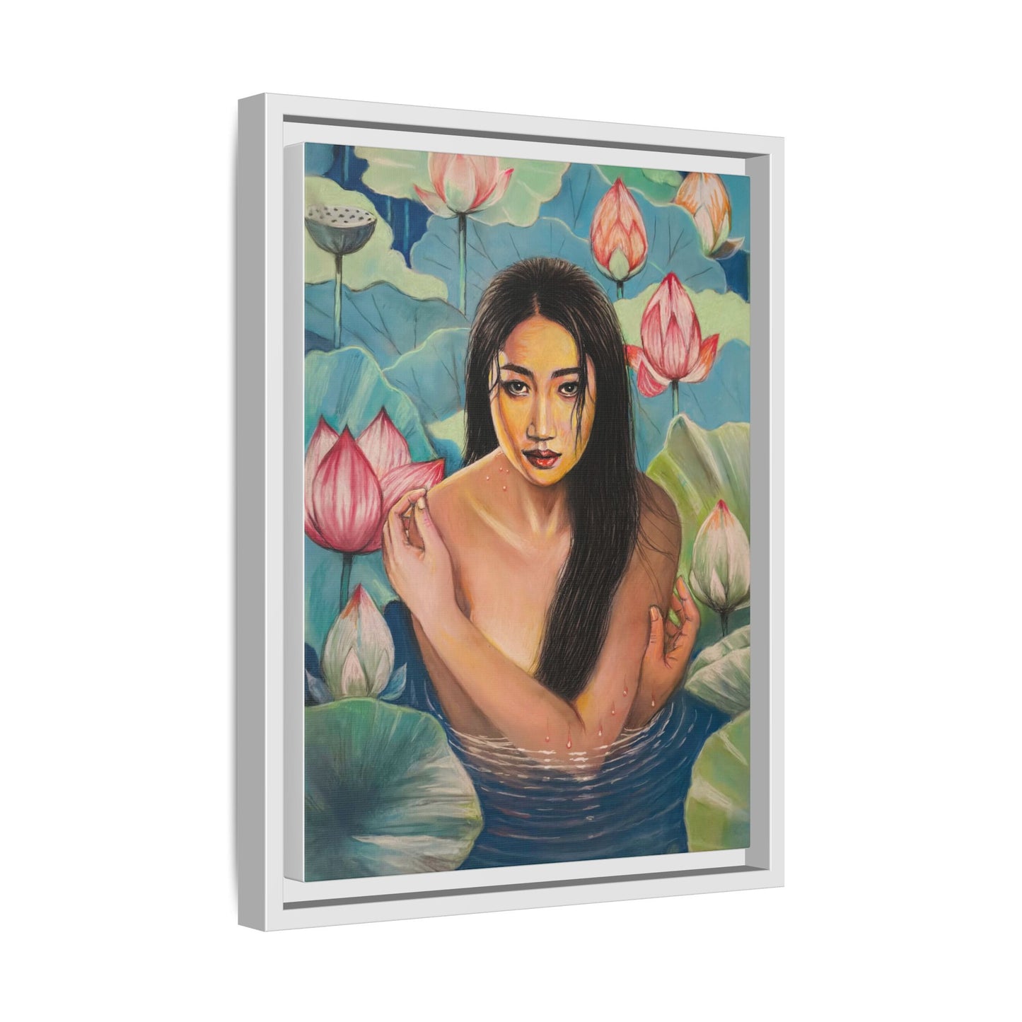 Lotus in Bloom (2024) - Framed Canvas Print