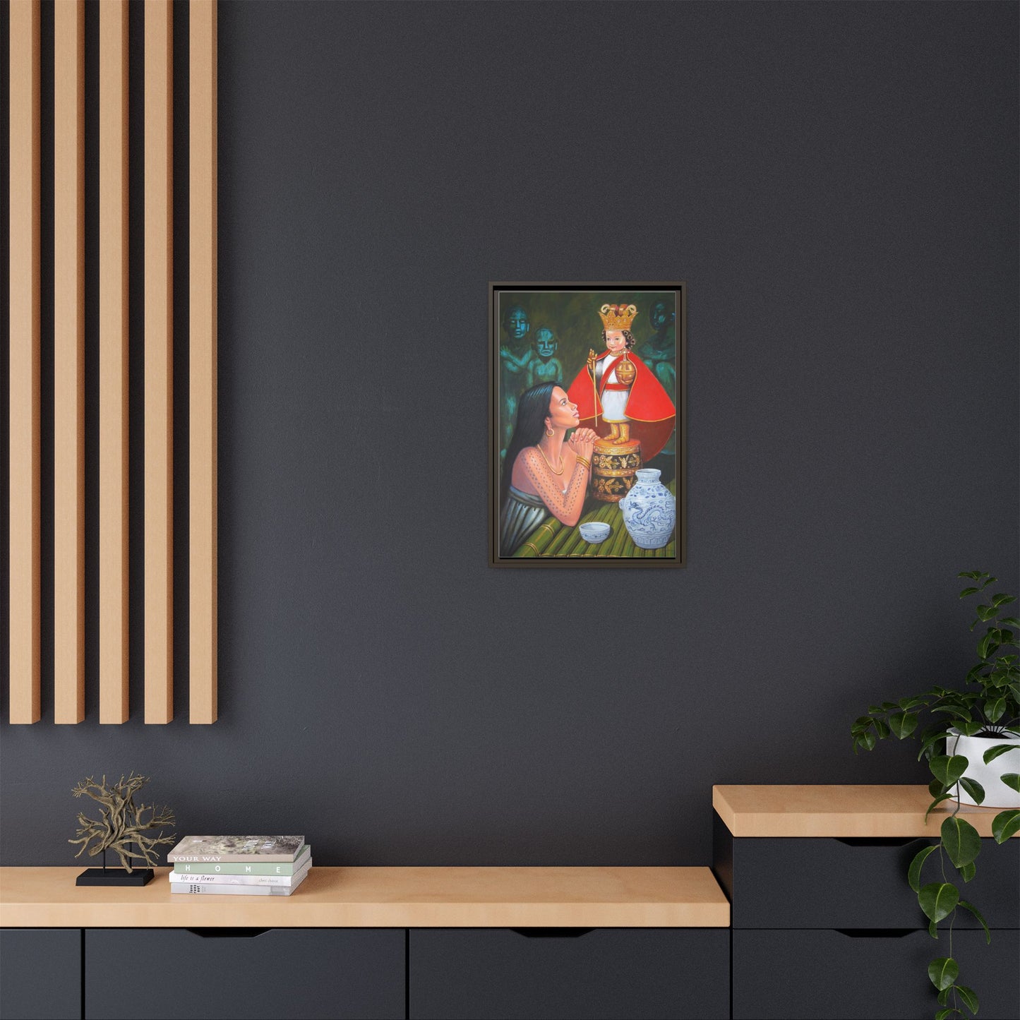 Sto. Niño and Queen Juana -  Framed Canvas Print