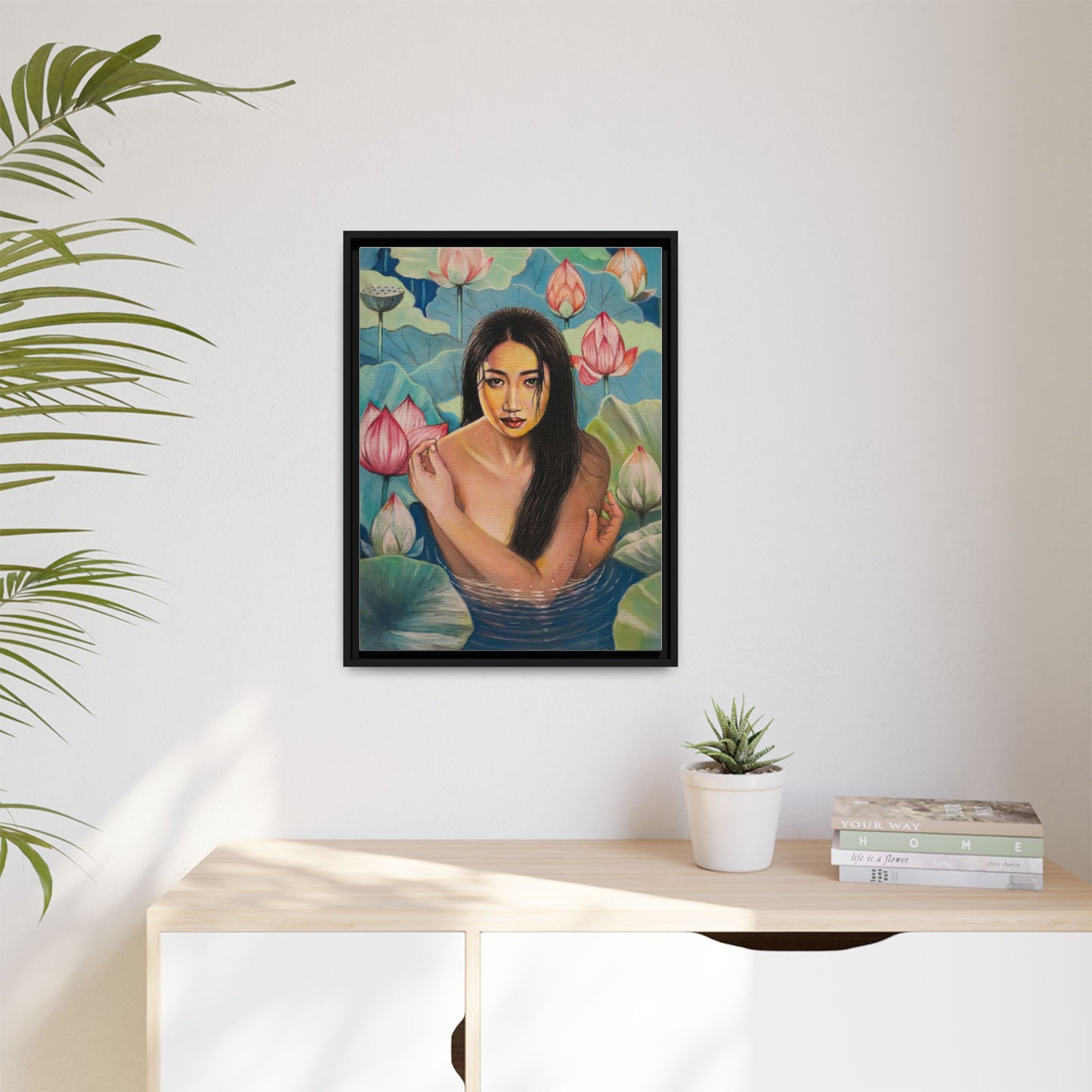 Lotus in Bloom (2024) - Framed Canvas Print