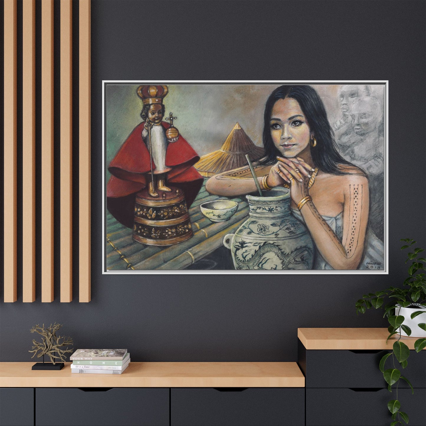 Sto. Niño and a Sugbuana - Framed Canvas Print
