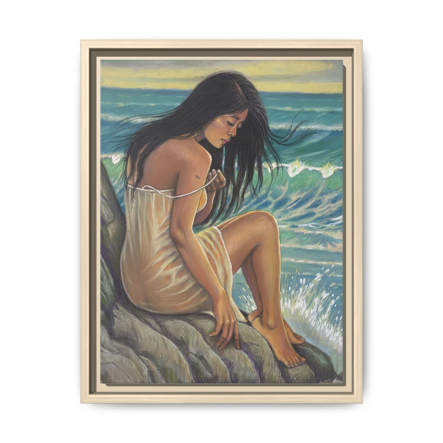 Girl on the Shore (2020)- Framed Canvas Print