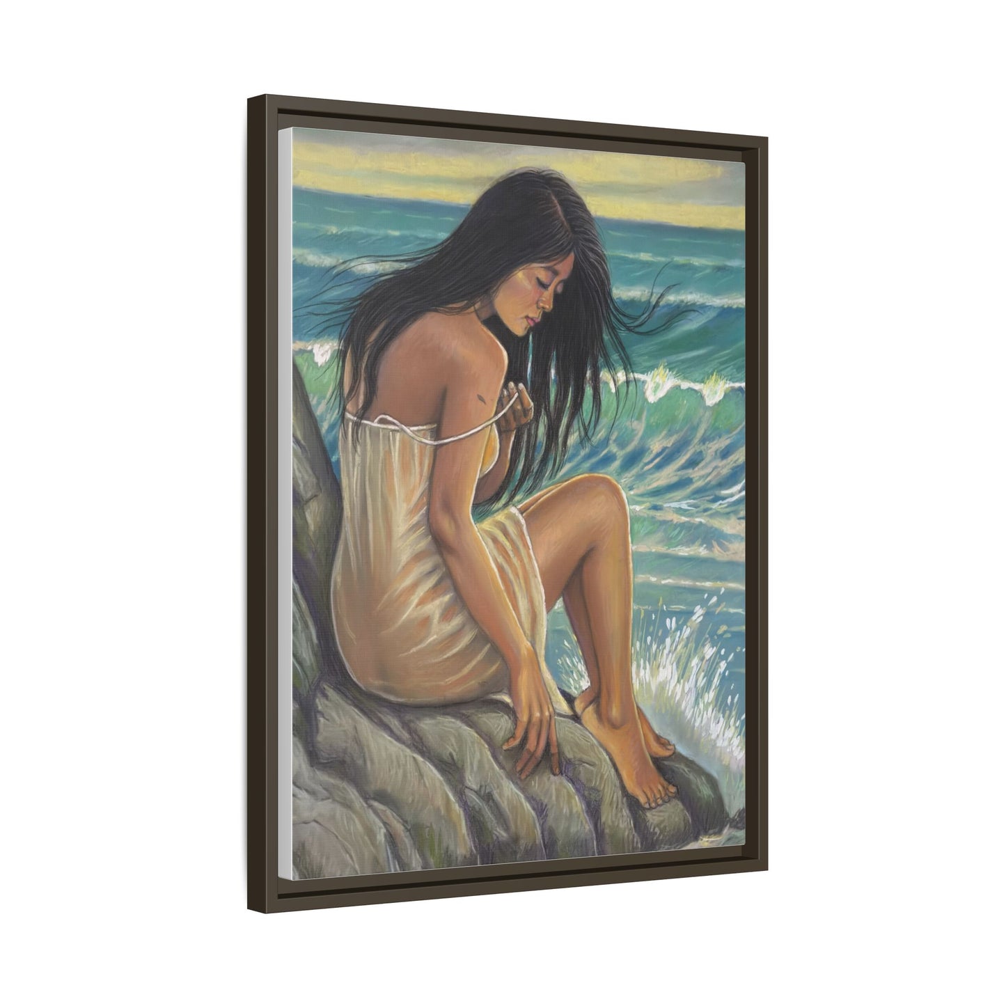 Girl on the Shore (2020)- Framed Canvas Print