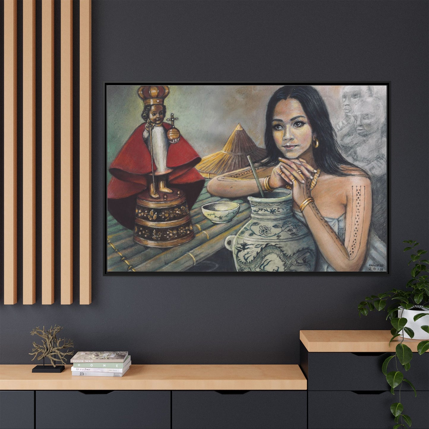 Sto. Niño and a Sugbuana - Framed Canvas Print