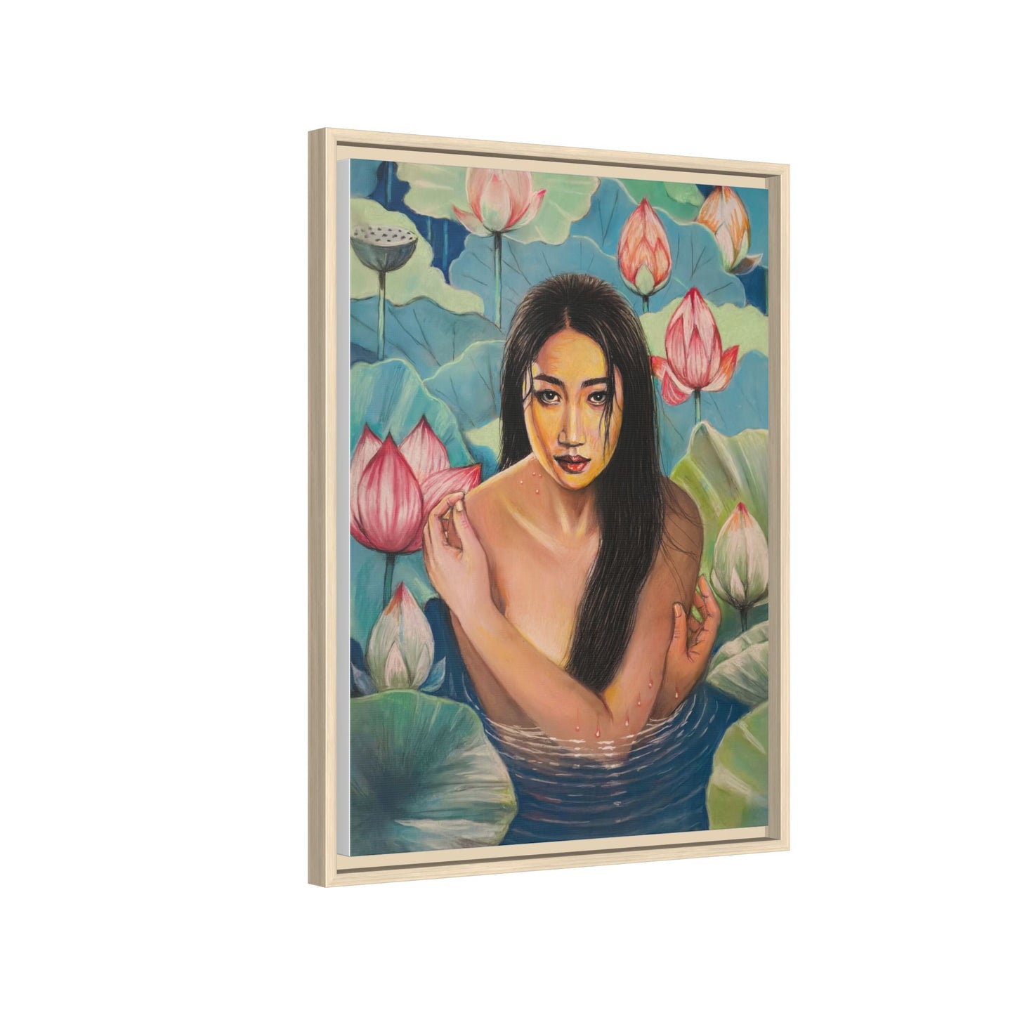 Lotus in Bloom (2024) - Framed Canvas Print