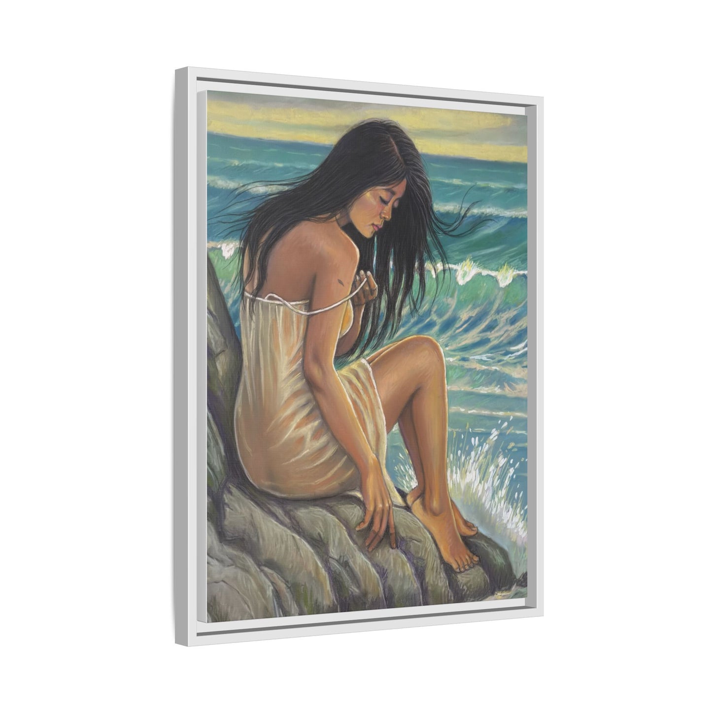 Girl on the Shore (2020)- Framed Canvas Print