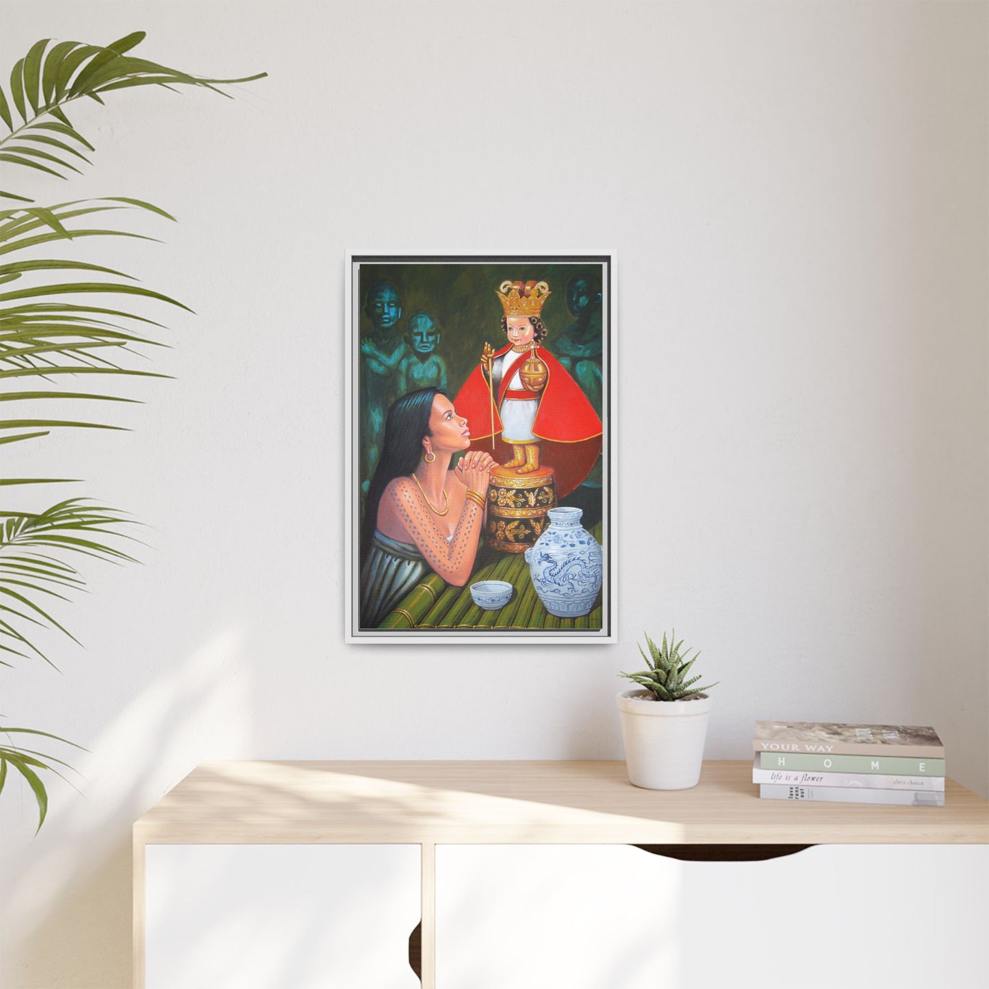 Sto. Niño and Queen Juana -  Framed Canvas Print