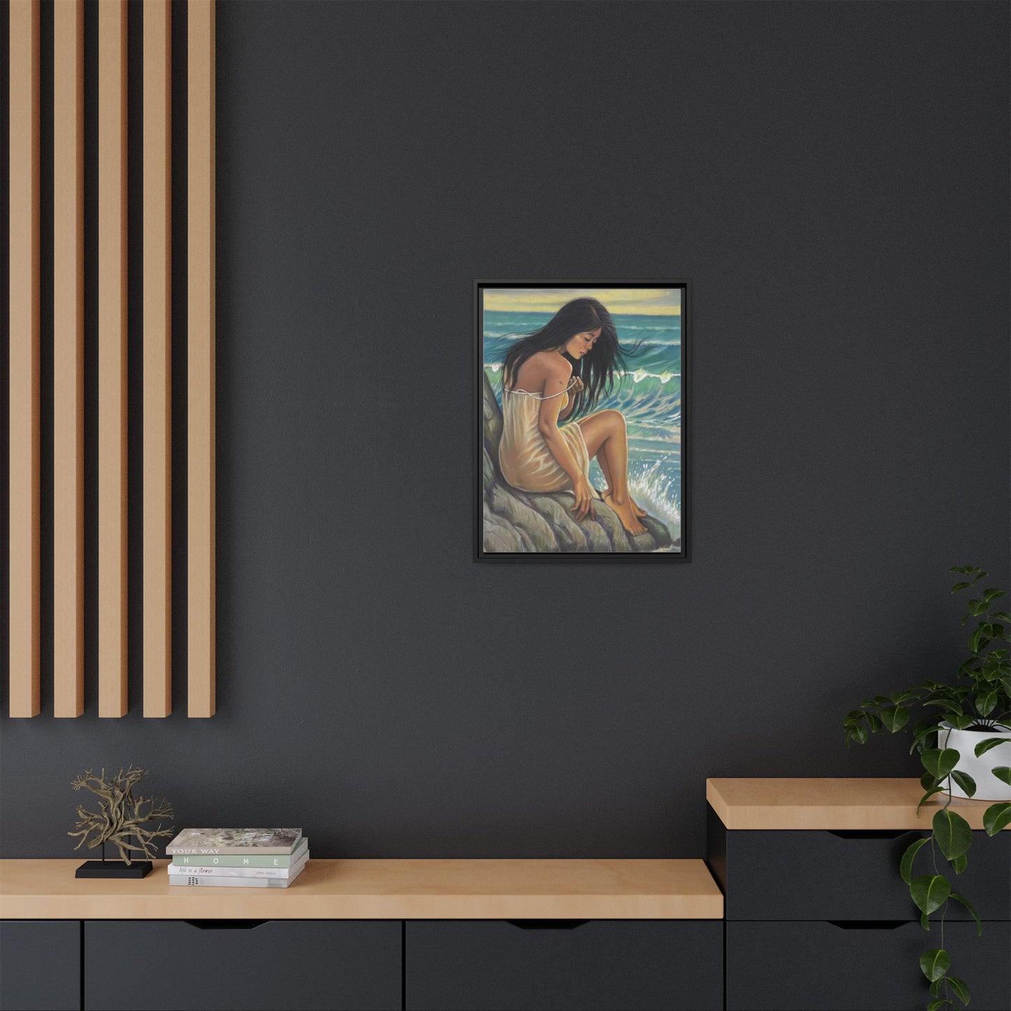 Girl on the Shore (2020)- Framed Canvas Print