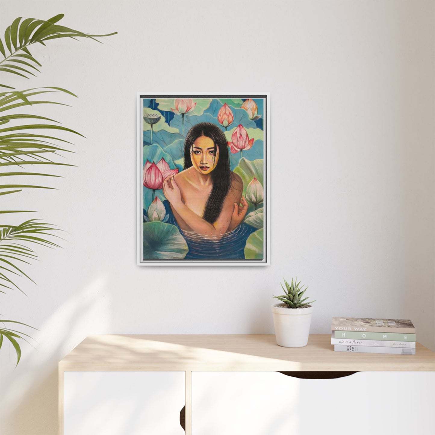 Lotus in Bloom (2024) - Framed Canvas Print