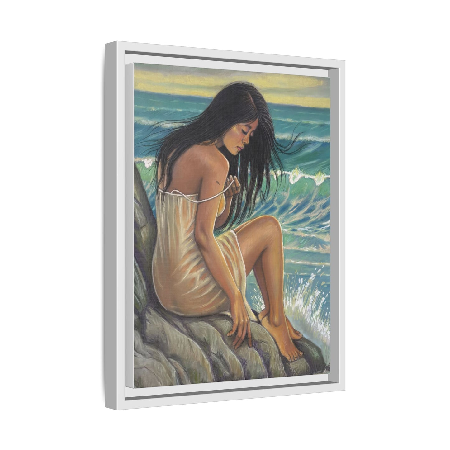 Girl on the Shore (2020)- Framed Canvas Print