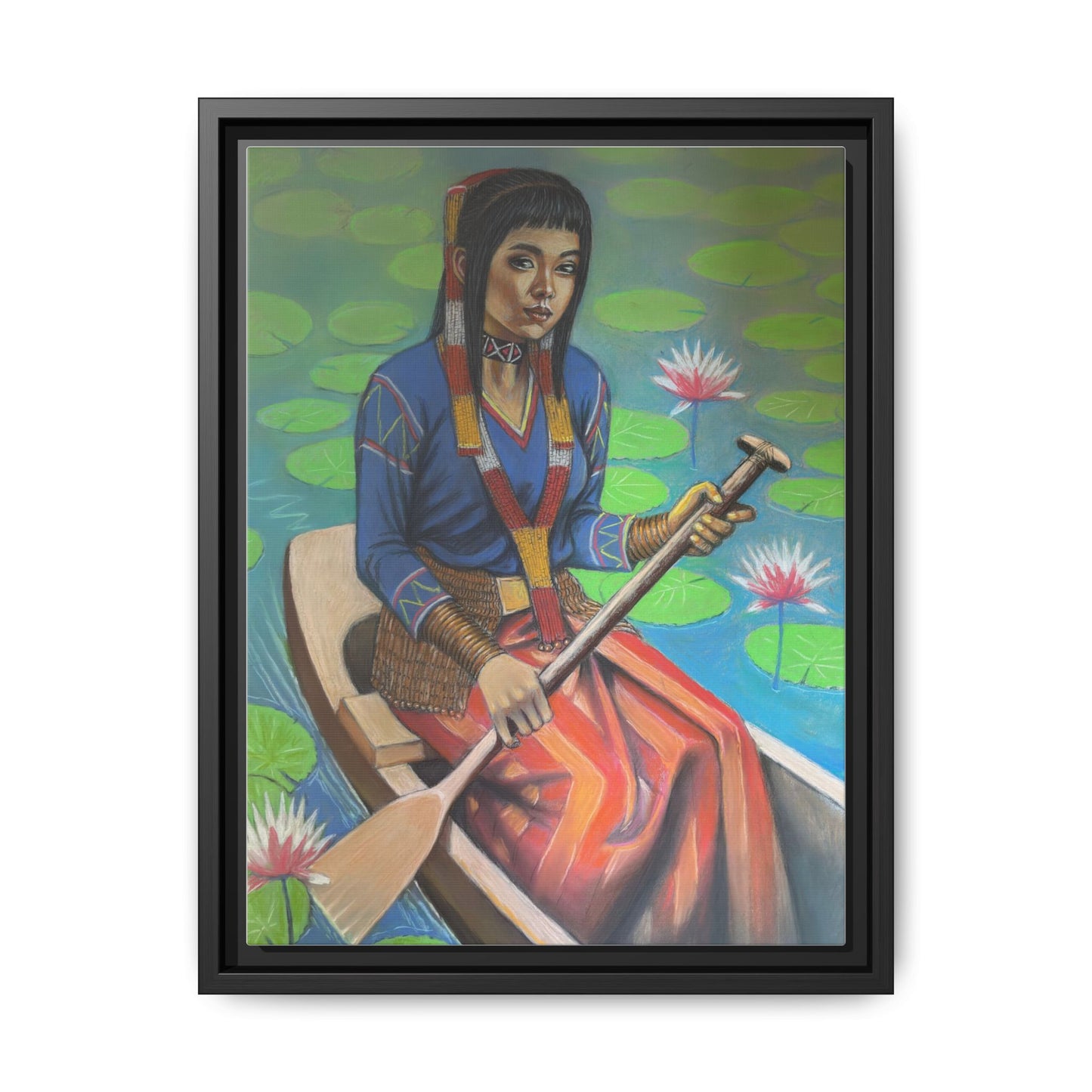 A T'boli Maiden in a Boat (2018)- Framed Canvas Print