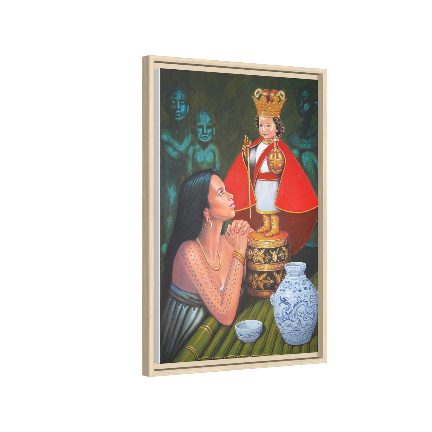 Sto. Niño and Queen Juana -  Framed Canvas Print