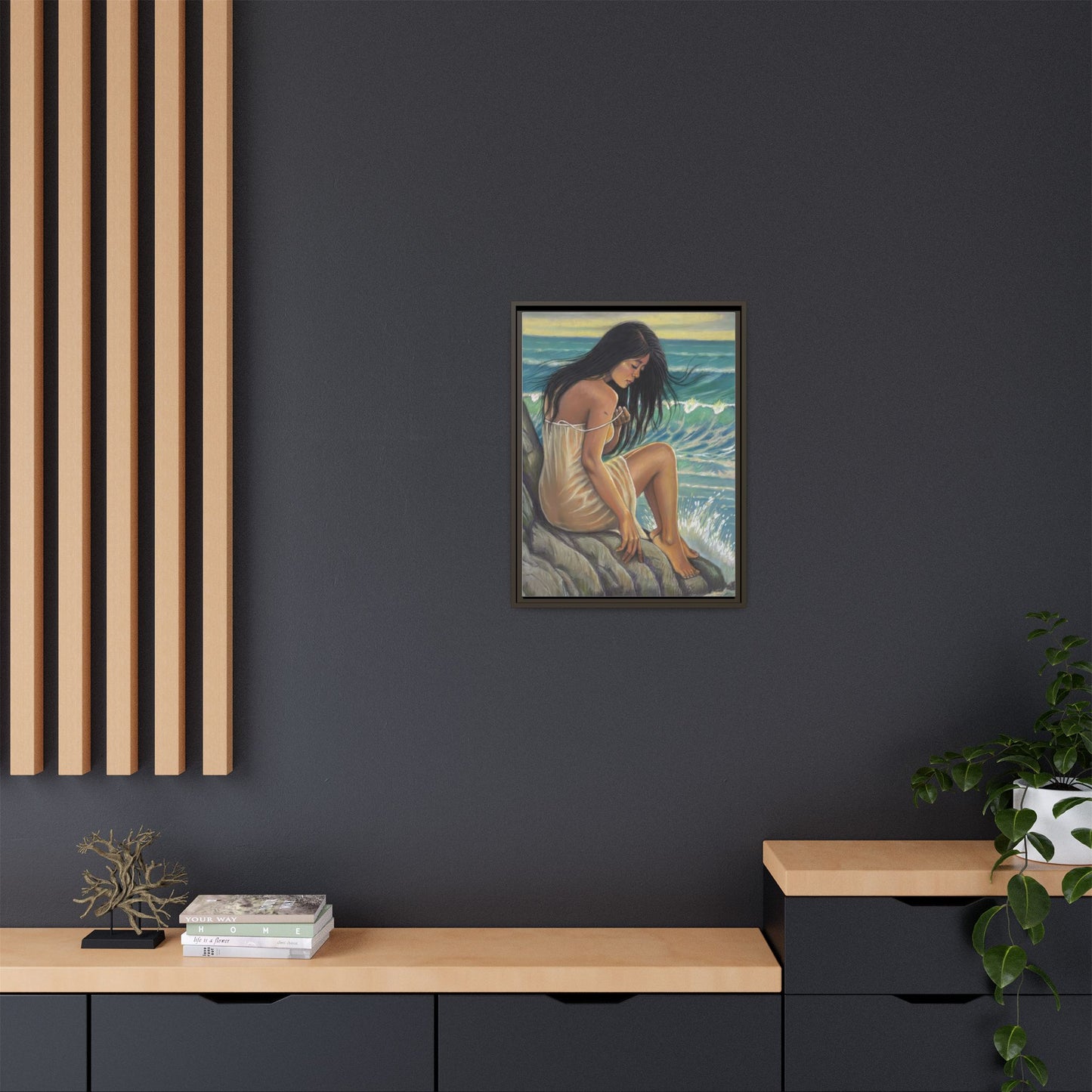 Girl on the Shore (2020)- Framed Canvas Print