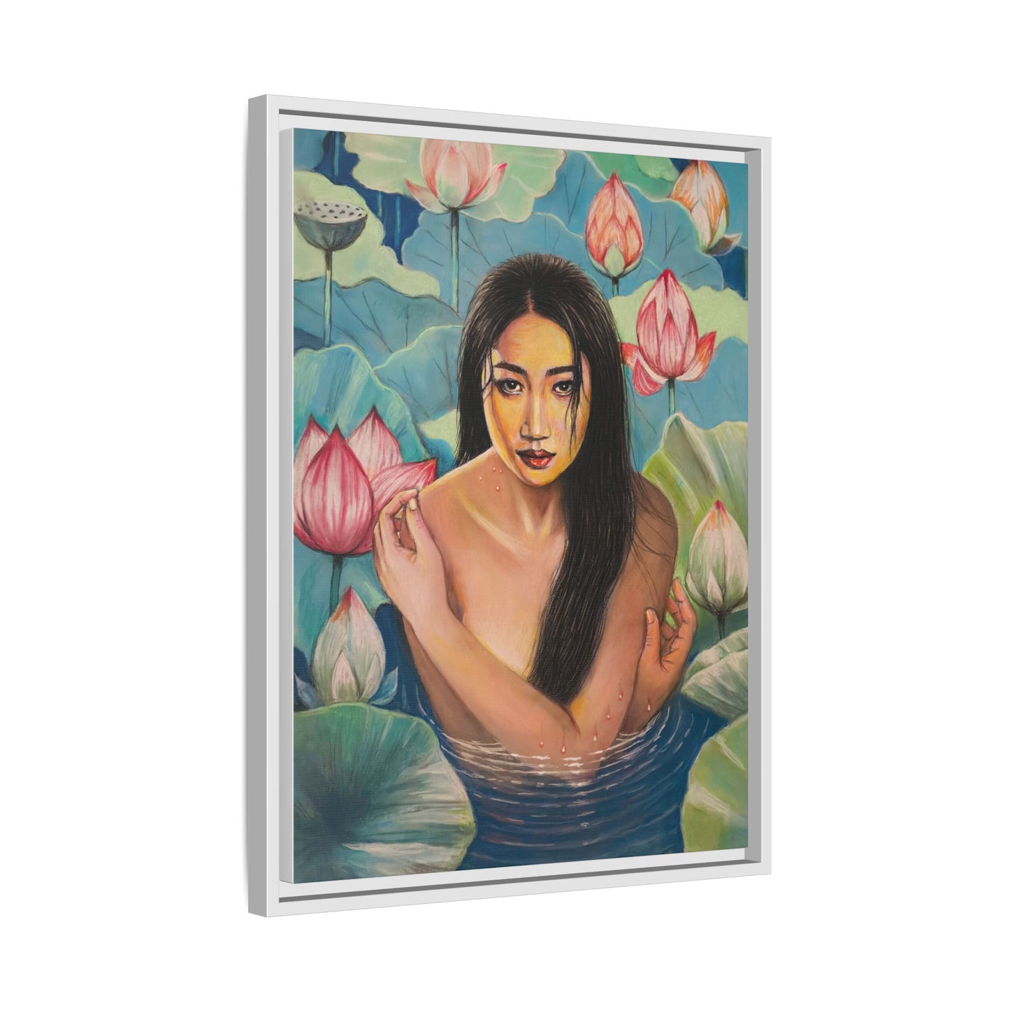 Lotus in Bloom (2024) - Framed Canvas Print