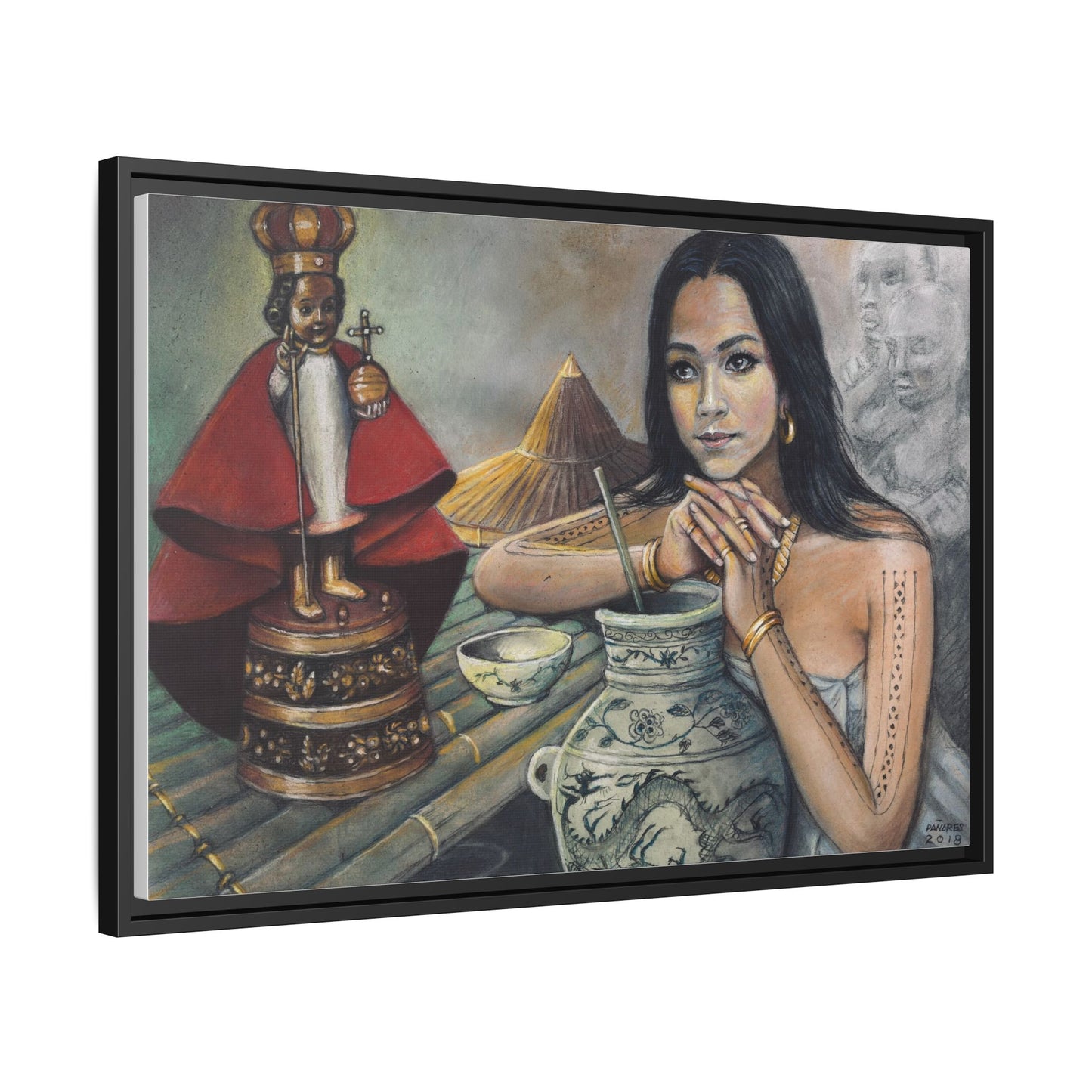Sto. Niño and a Sugbuana - Framed Canvas Print