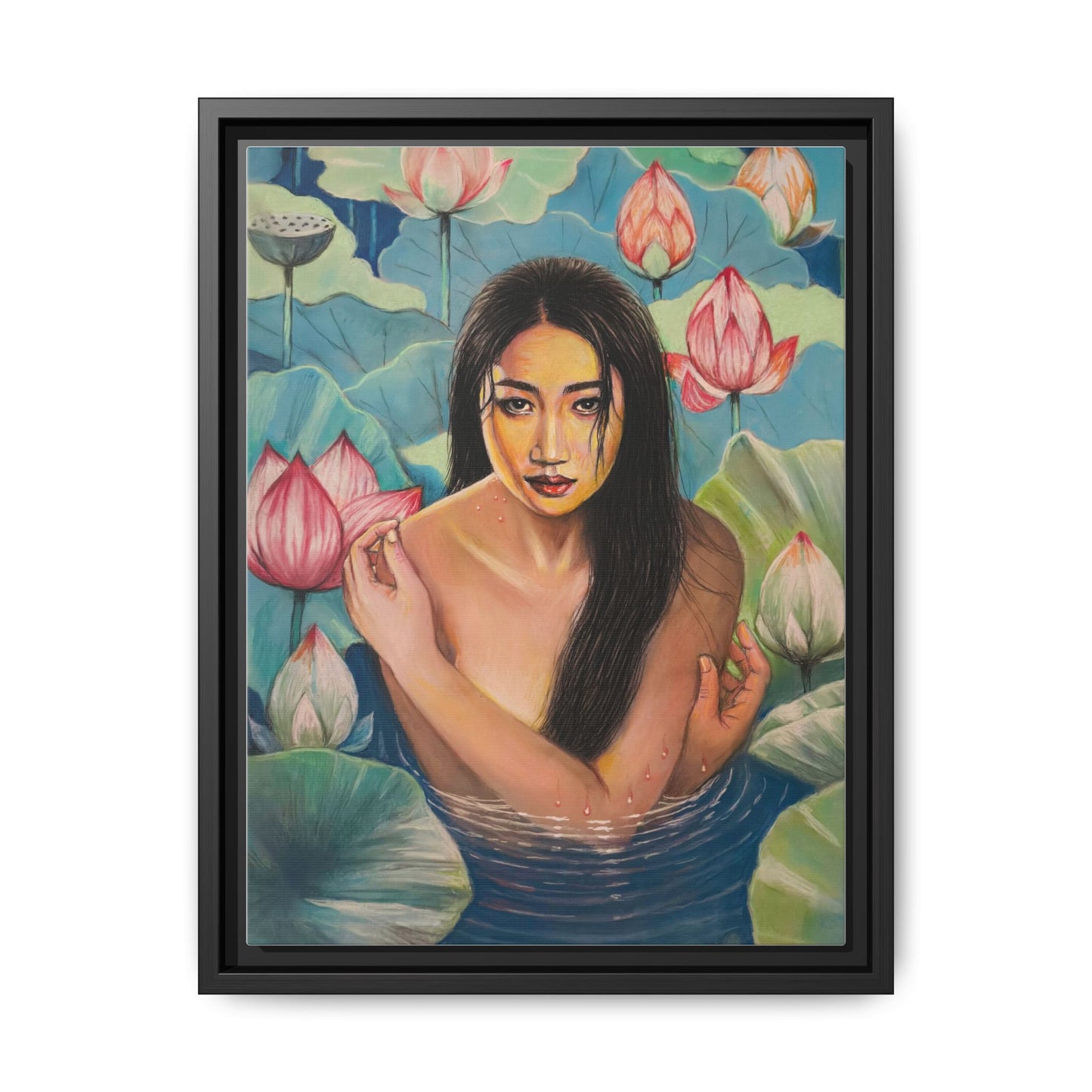 Lotus in Bloom (2024) - Framed Canvas Print