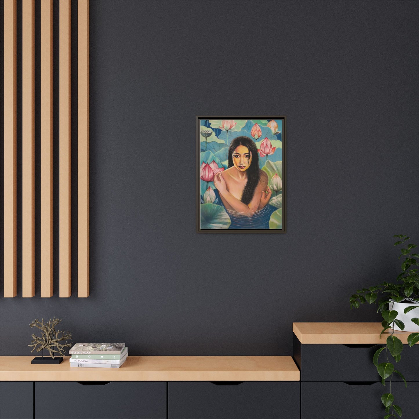 Lotus in Bloom (2024) - Framed Canvas Print