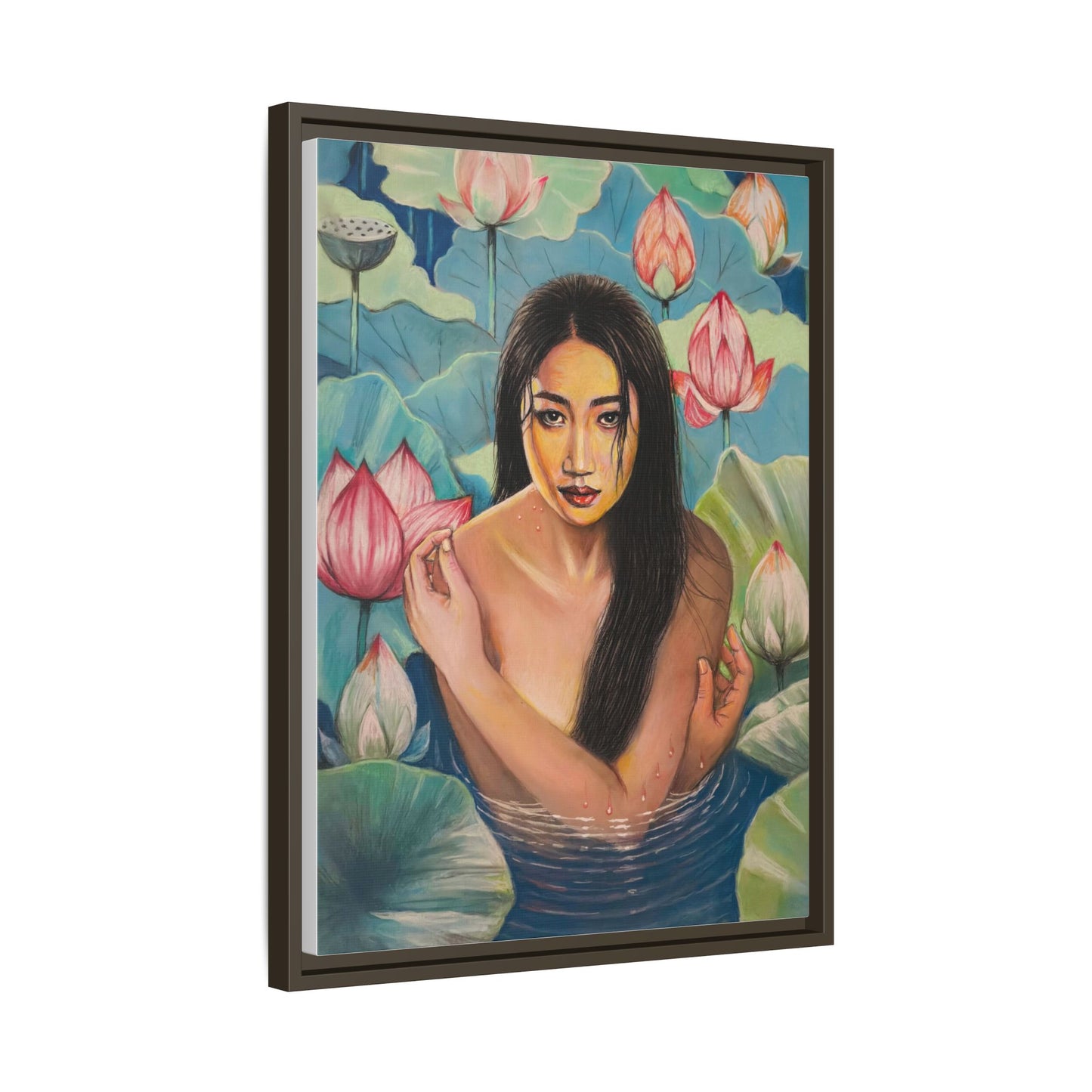 Lotus in Bloom (2024) - Framed Canvas Print