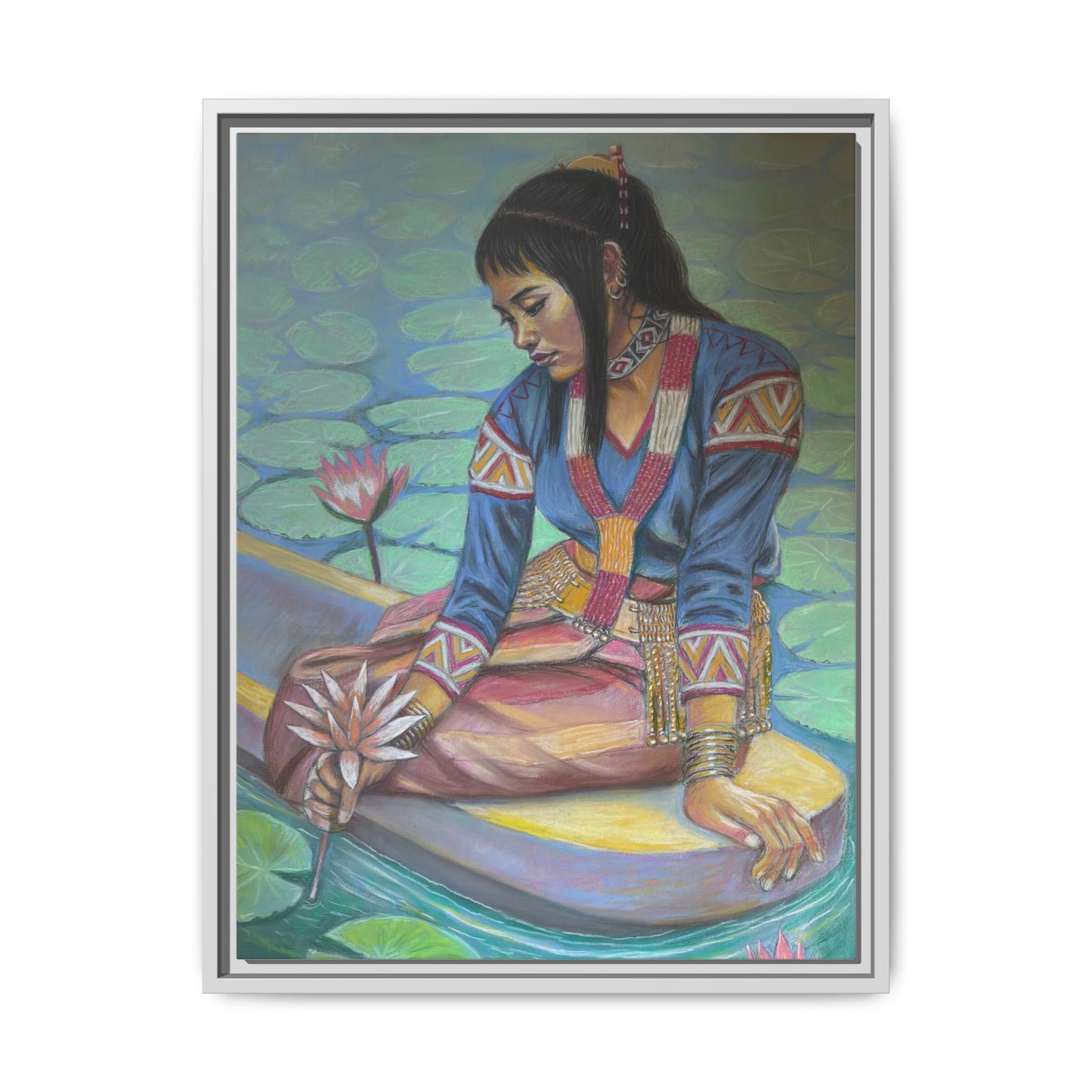 A T'boli Maiden in a Boat (2018)- Framed Canvas Print