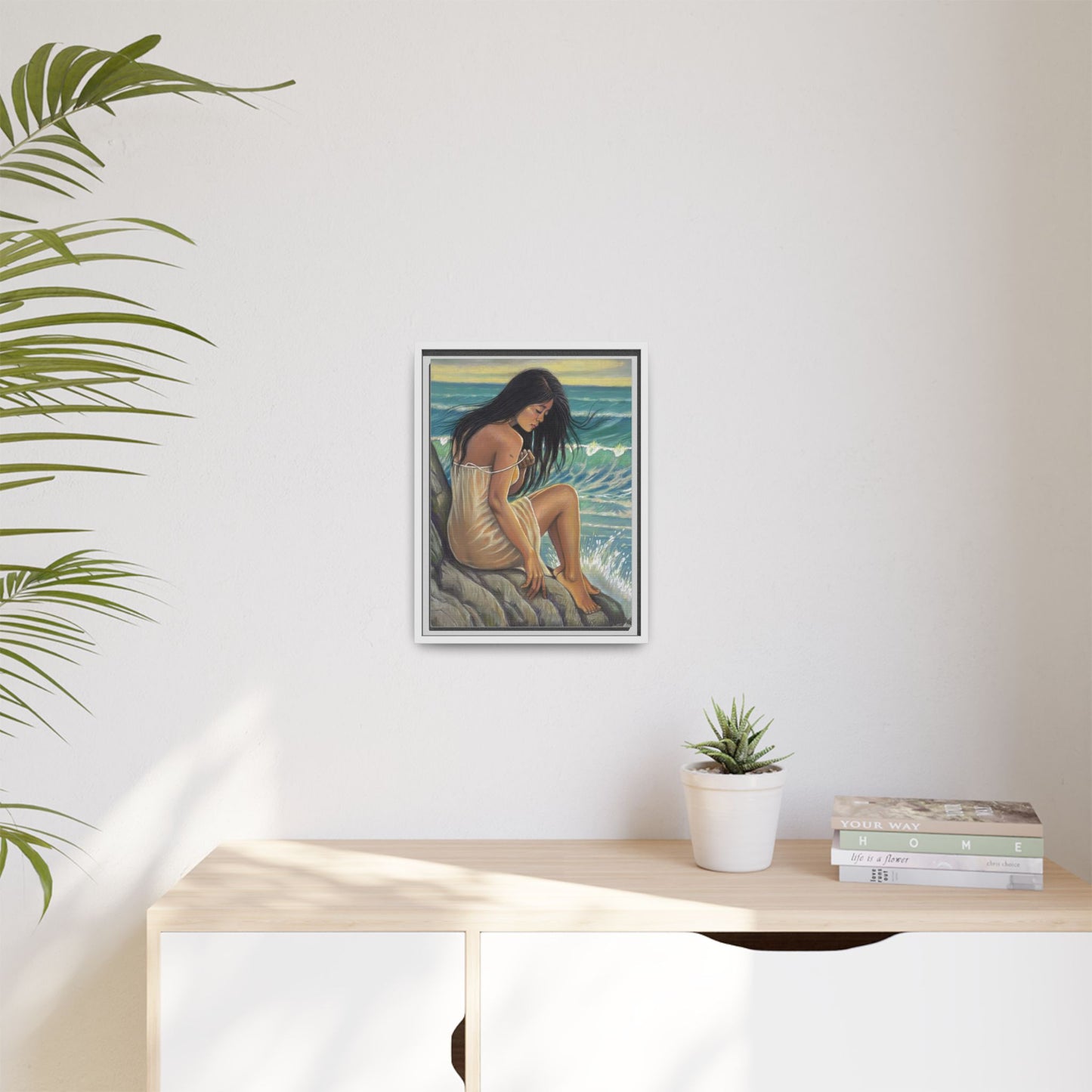 Girl on the Shore (2020)- Framed Canvas Print
