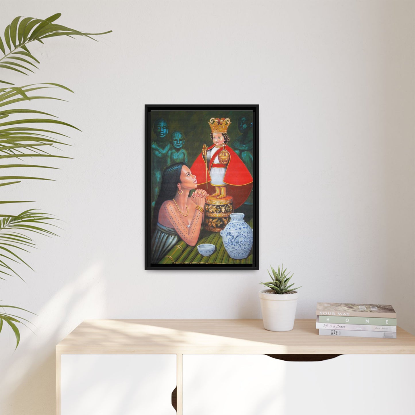 Sto. Niño and Queen Juana -  Framed Canvas Print
