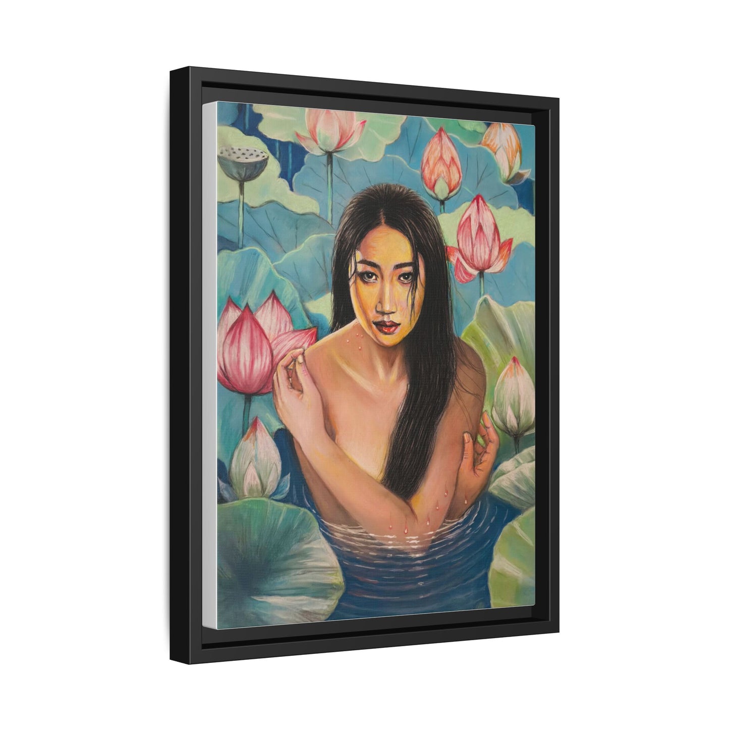 Lotus in Bloom (2024) - Framed Canvas Print
