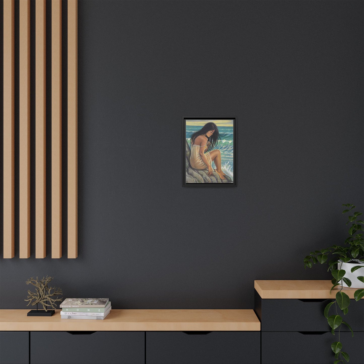 Girl on the Shore (2020)- Framed Canvas Print