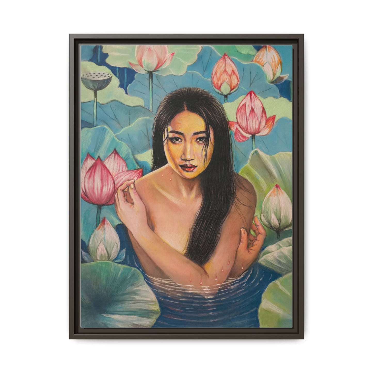 Lotus in Bloom (2024) - Framed Canvas Print