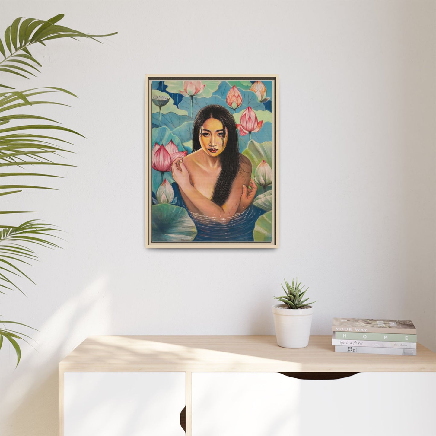 Lotus in Bloom (2024) - Framed Canvas Print