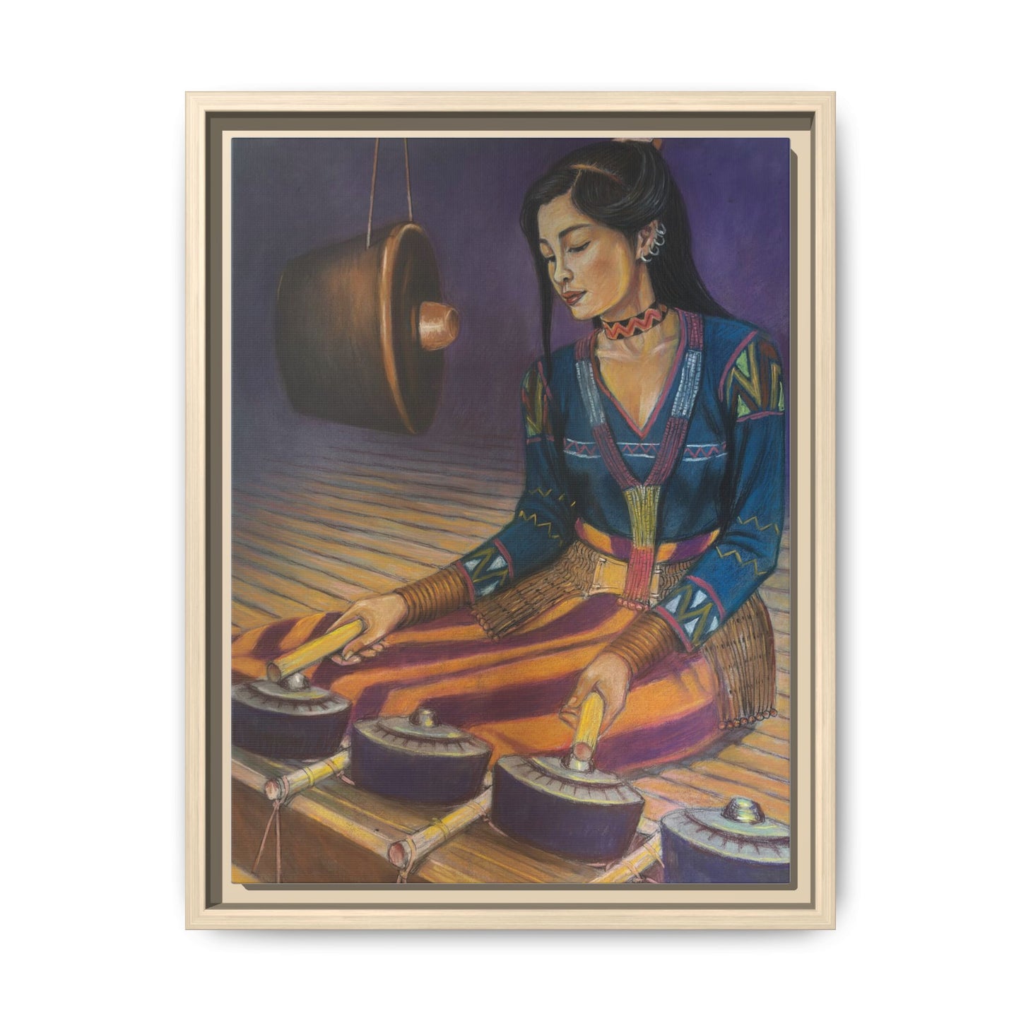 A T'boli Musician (2018) - Framed Canvas Print